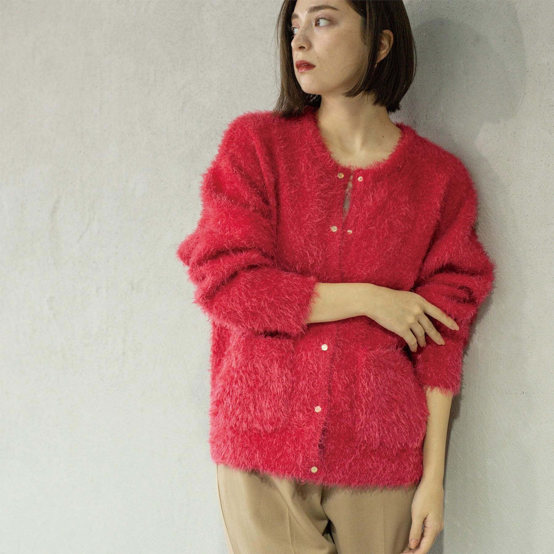 OPAQUE.CLIP「シャギーミドルカーディガン【洗濯機OK】《6col》」|カーディガン|ピンク(873)