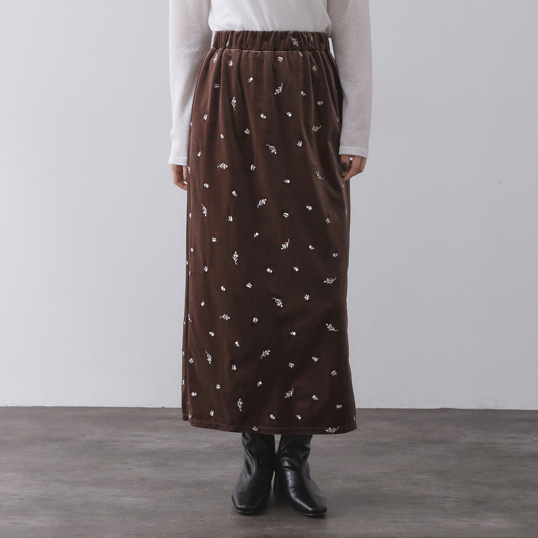 OPAQUE.CLIP「ベロアナロースカート/セットアップ対応可【洗濯機OK】」|スカート|