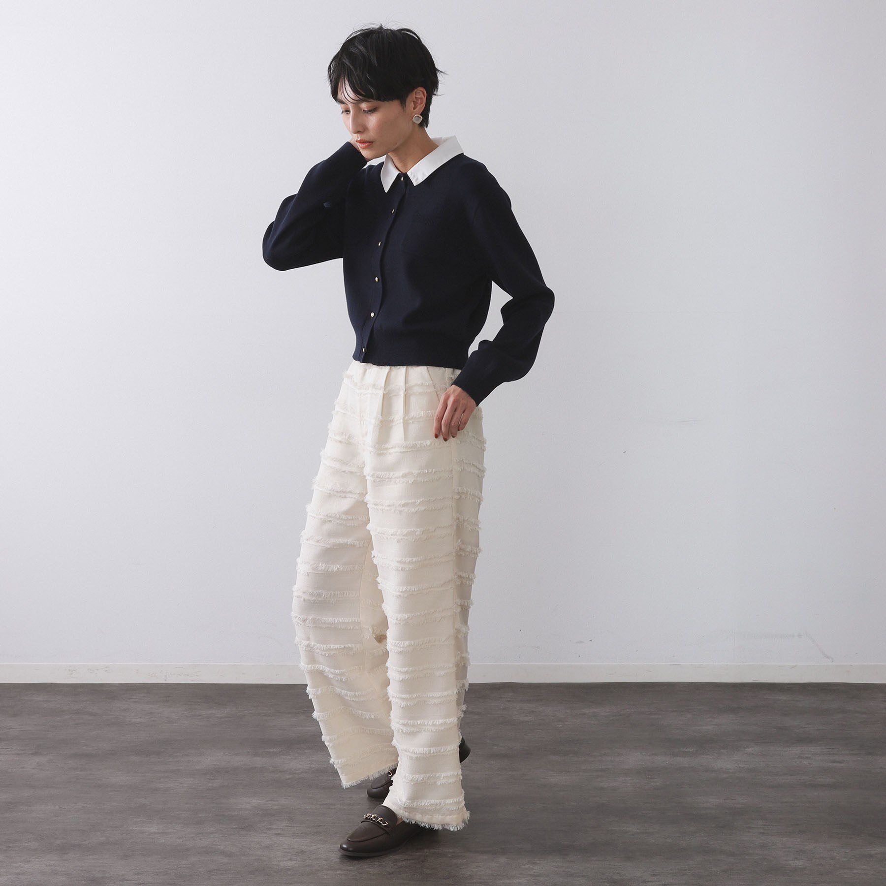 OPAQUE.CLIP「《andGIRL掲載》金ボタンニットカーディガン/衿取り外し可【洗濯機OK】」|カーディガン|