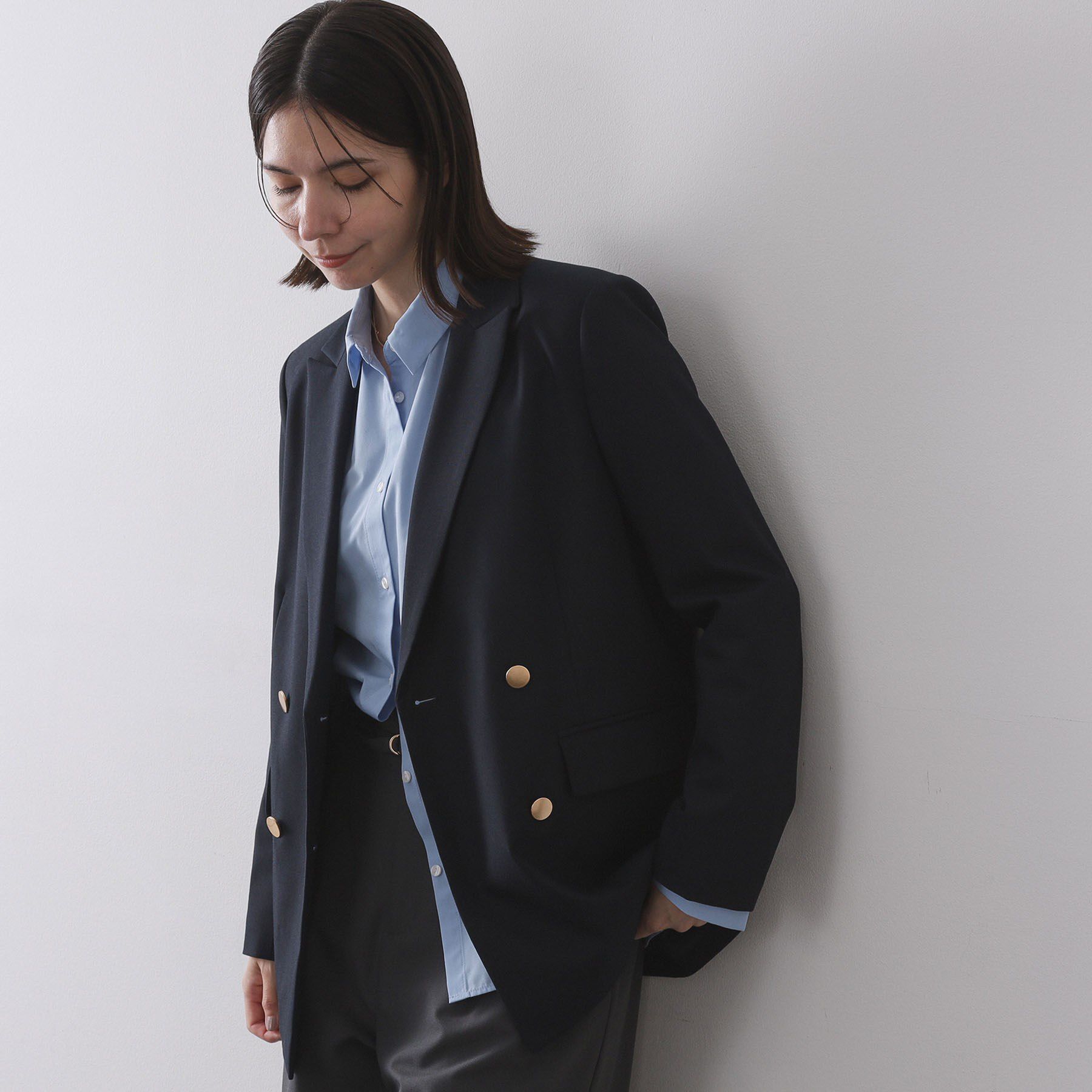 OPAQUE.CLIP「金ボタンダブルブレストテーラードジャケット【洗える】」|テーラードジャケット|ネイビー(094)