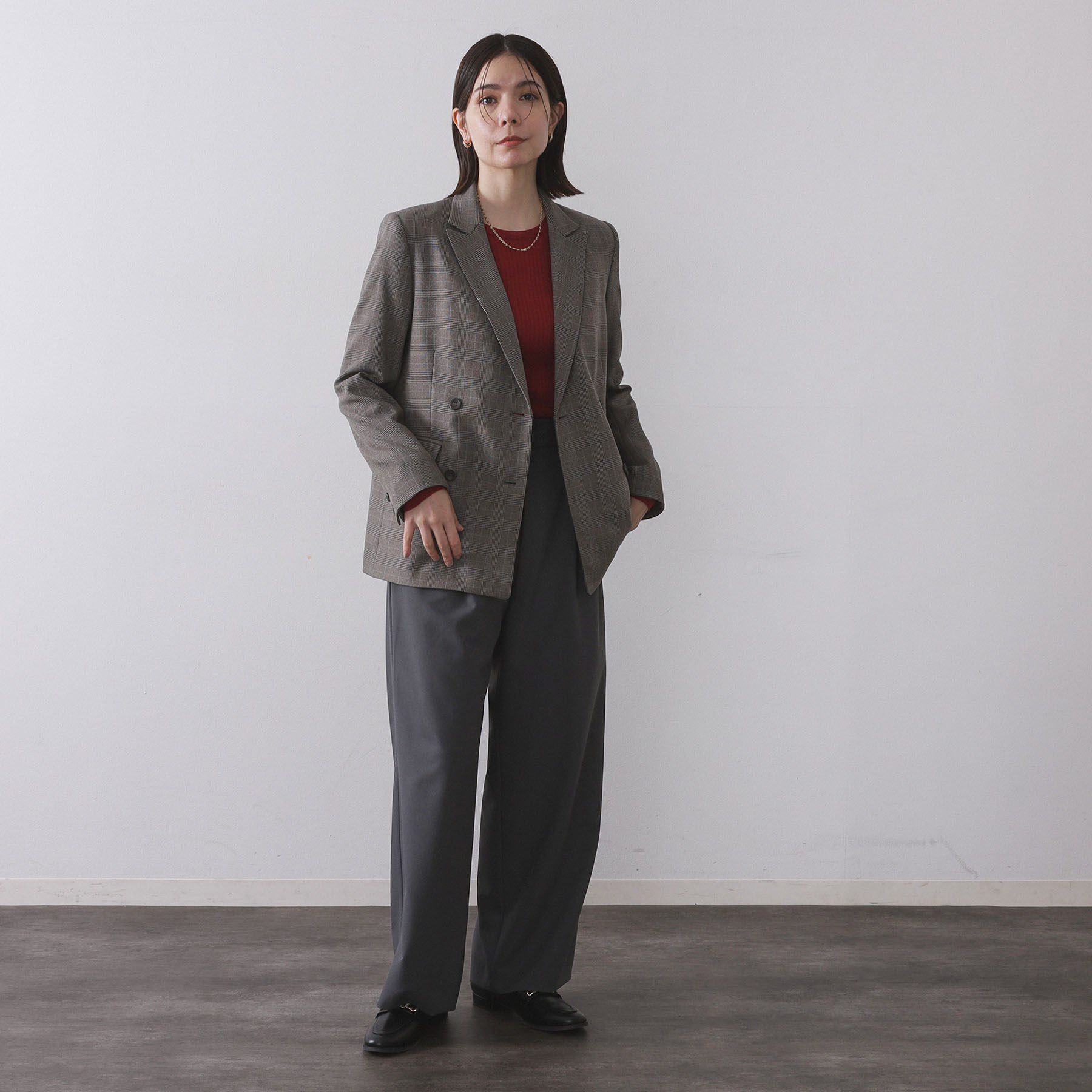 OPAQUE.CLIP「グレンチェックダブルジャケット/セットアップ対応可【洗える】」|テーラードジャケット|