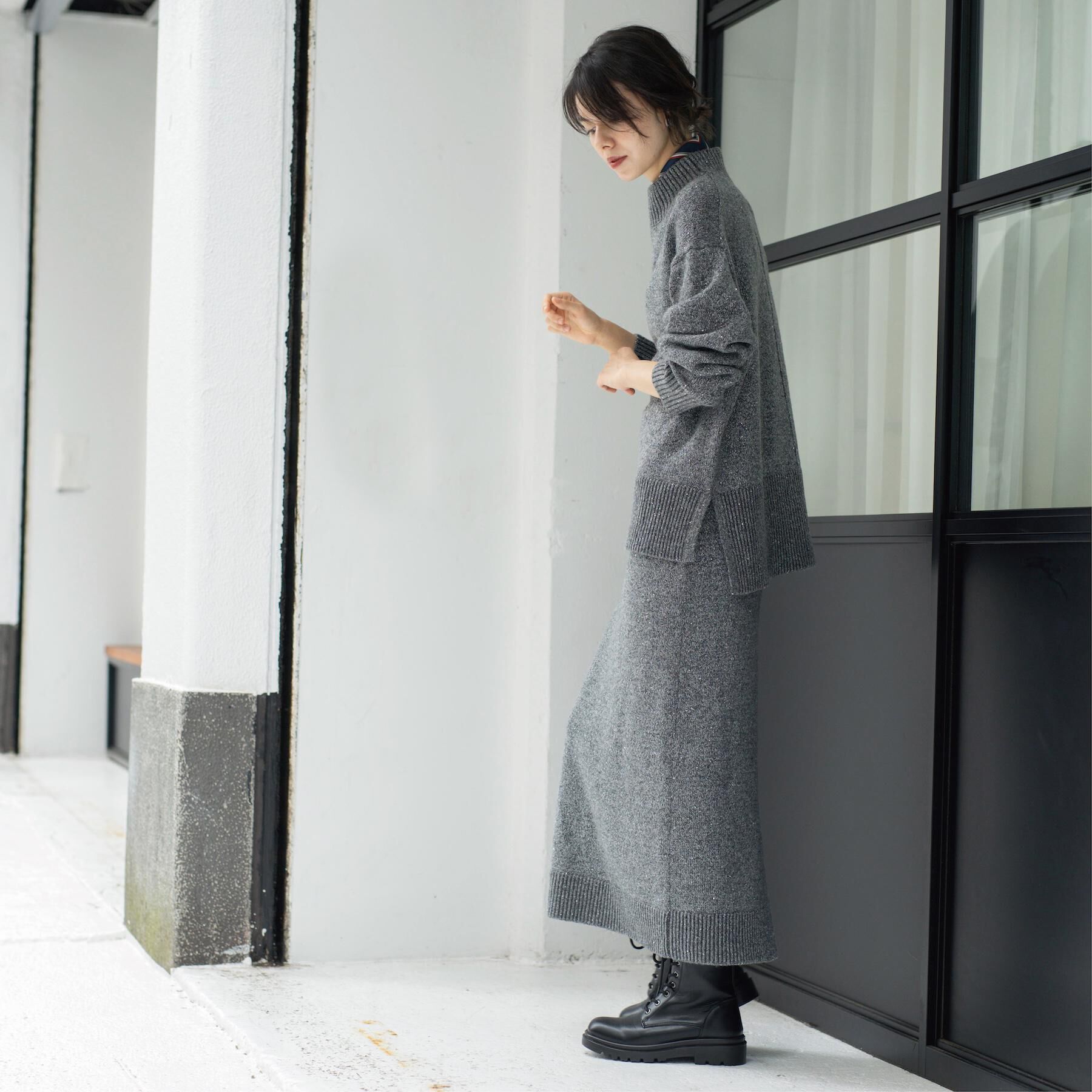 OPAQUE.CLIP「ラメスパンコールハイネックニット/セットアップ対応可【洗濯機OK】」|ニット・セーター|