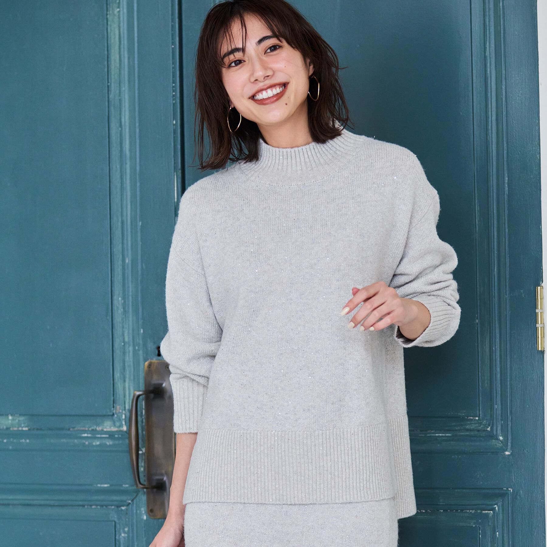 OPAQUE.CLIP「ラメスパンコールハイネックニット/セットアップ対応可【洗濯機OK】」|ニット・セーター|