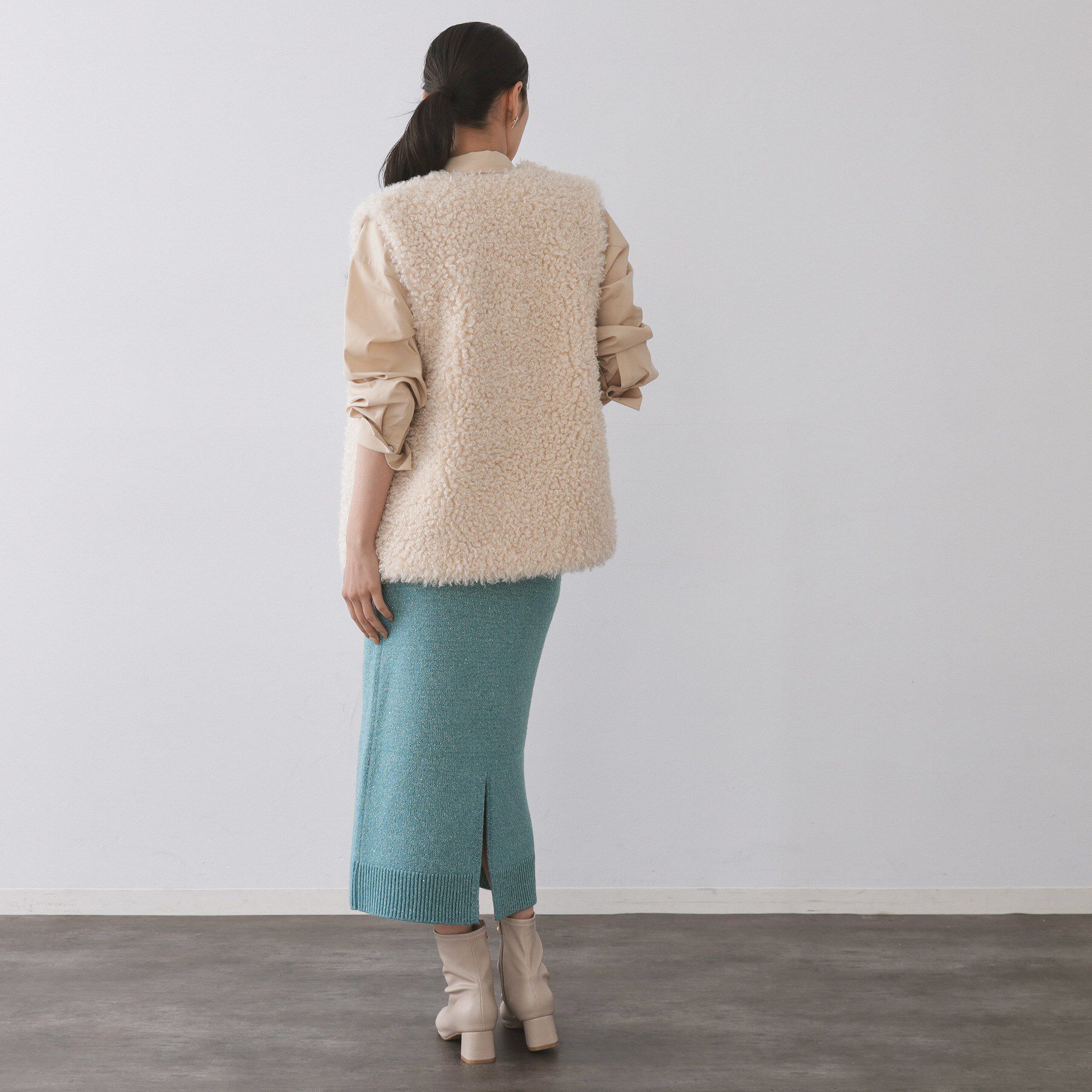 OPAQUE.CLIP「ラメスパンコールナロースカート/セットアップ対応可【洗濯機OK】」|スカート|