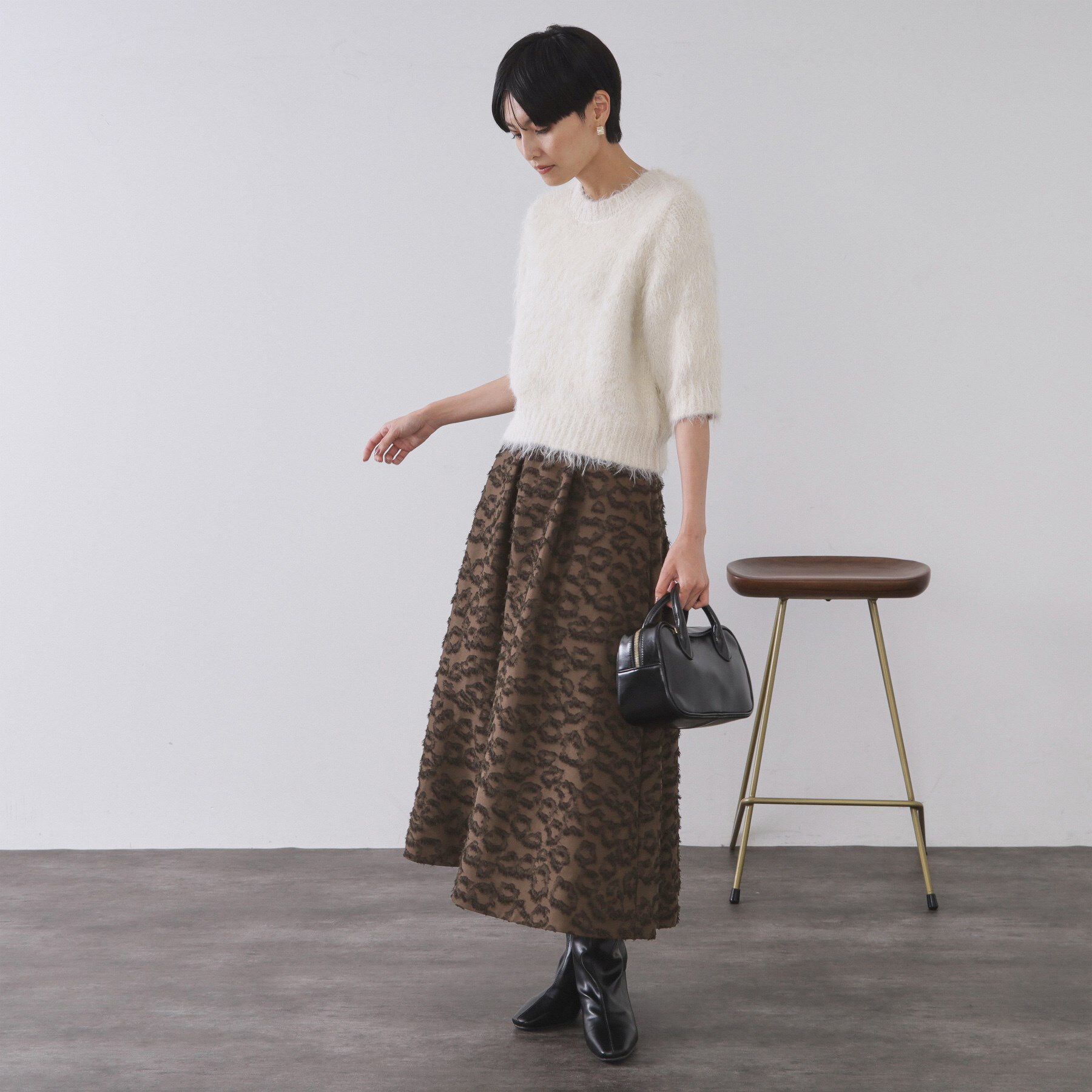 OPAQUE.CLIP「フェザージャカードタックフレアスカート【洗濯機OK】」|スカート|