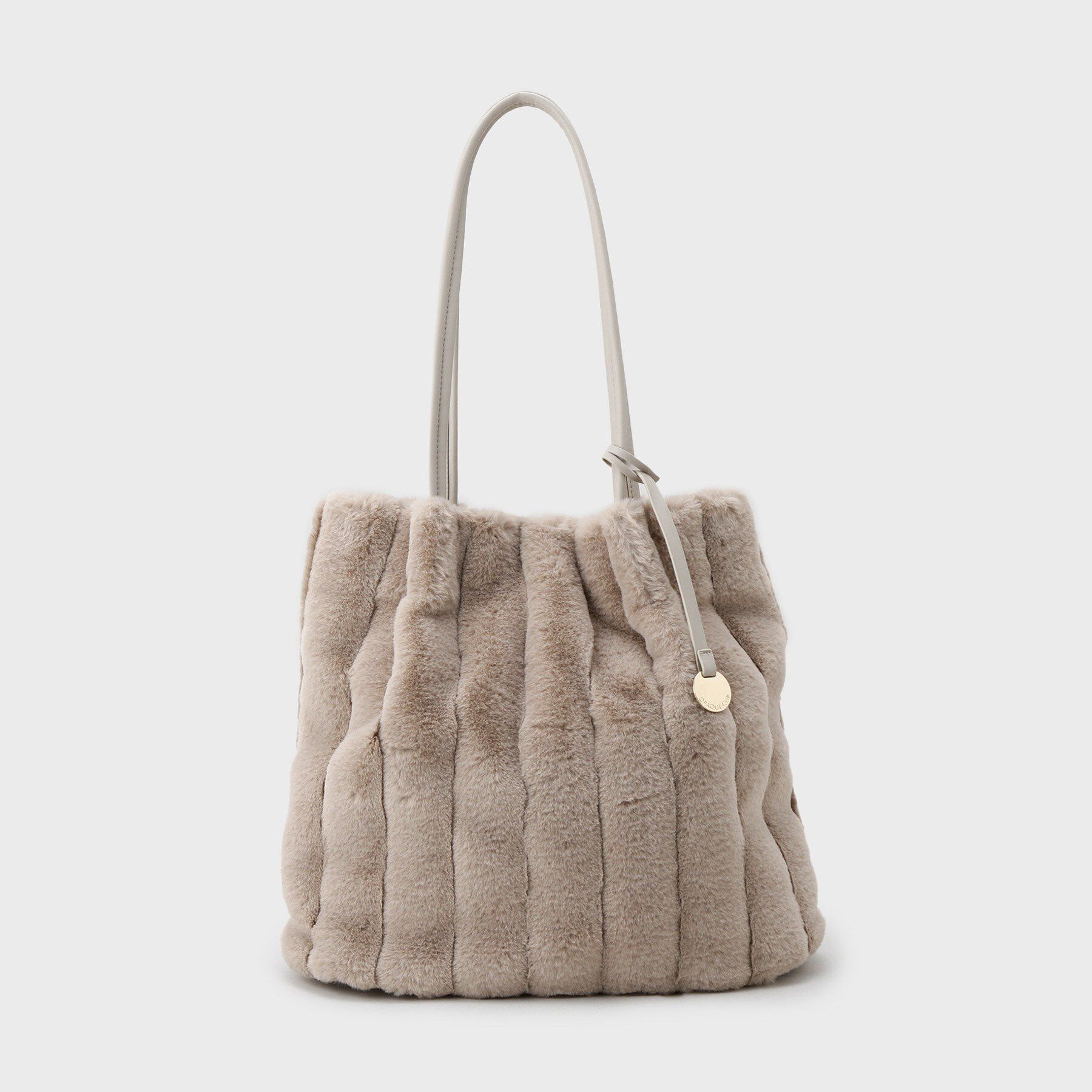 OPAQUE.CLIP「【A4サイズ対応／マチ付き】ストライプフェイクファートートバッグ」|トートバッグ|