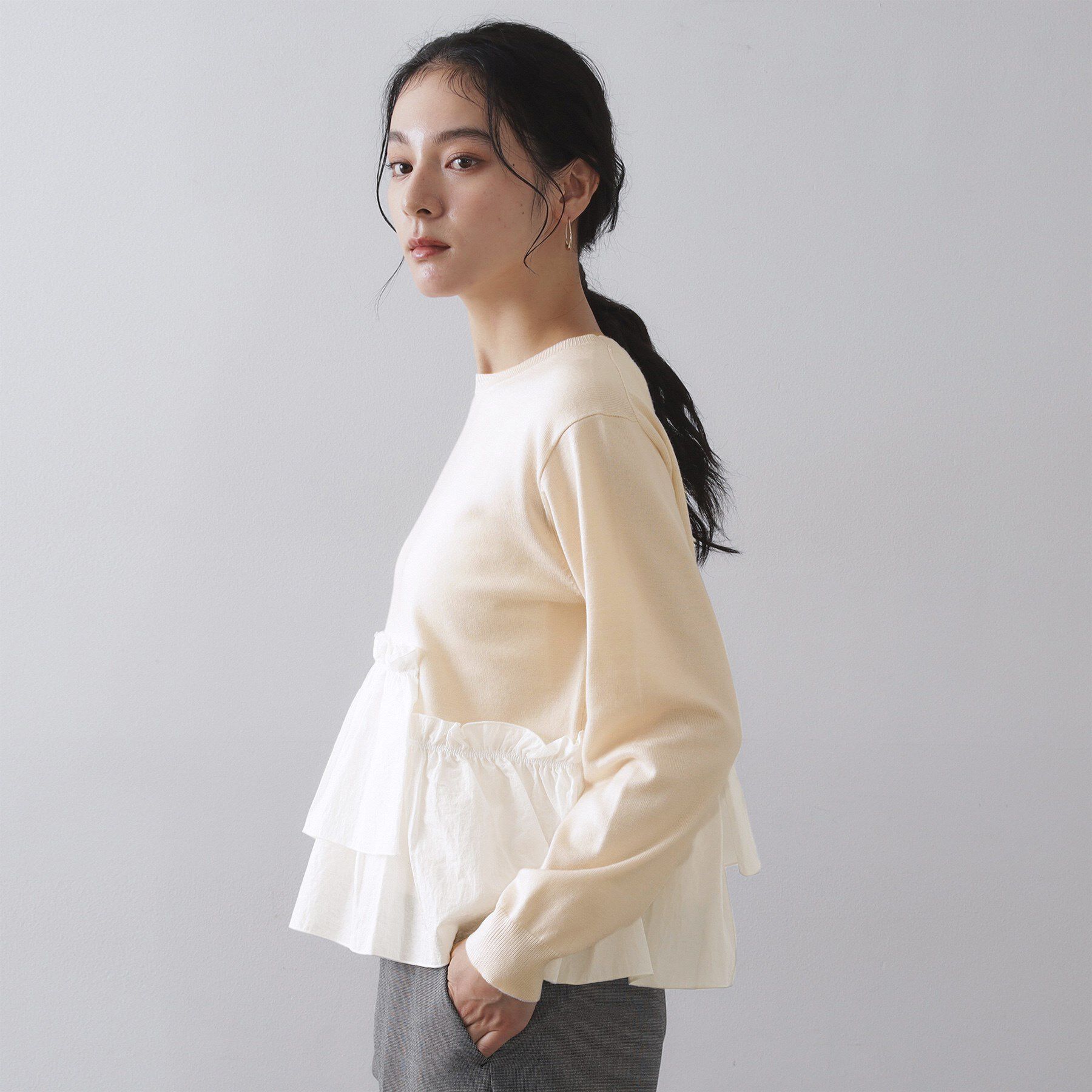 OPAQUE.CLIP「フリルドッキングニット【洗濯機OK】」|ニット・セーター|