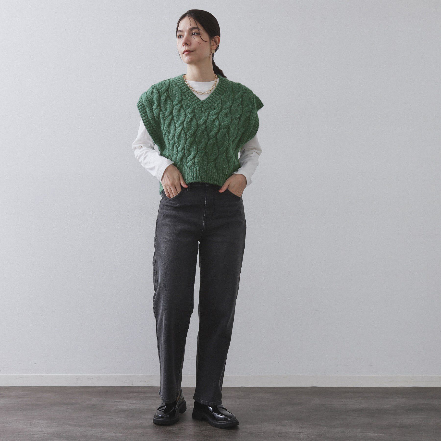 OPAQUE.CLIP「ケーブルローゲージベスト【洗濯機OK】」|ベスト・ジレ|