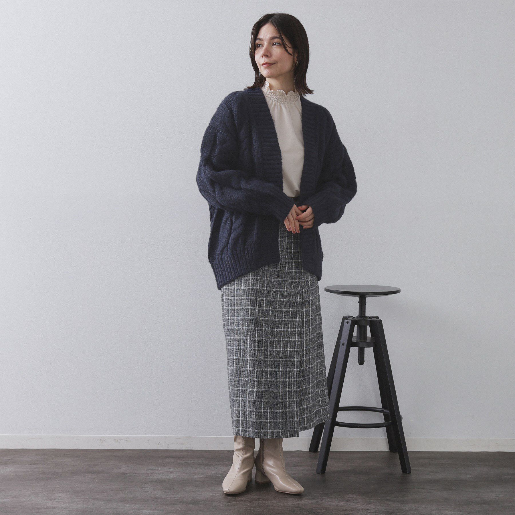 OPAQUE.CLIP「ケーブルローゲージニットカーディガン【洗濯機OK】」|カーディガン|