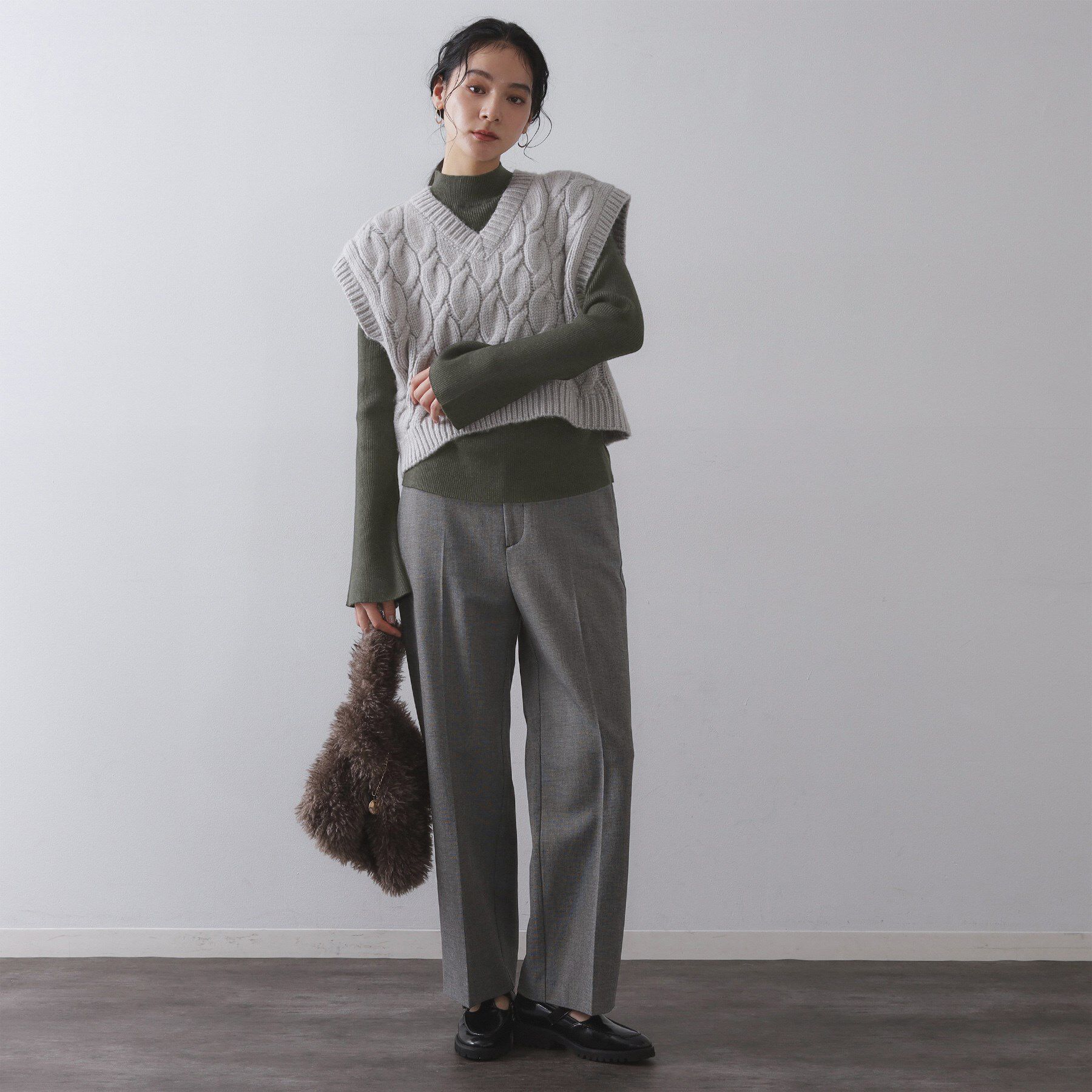 OPAQUE.CLIP「《ツインセット》ベスト&times;リブニット【洗濯機OK】」|その他|