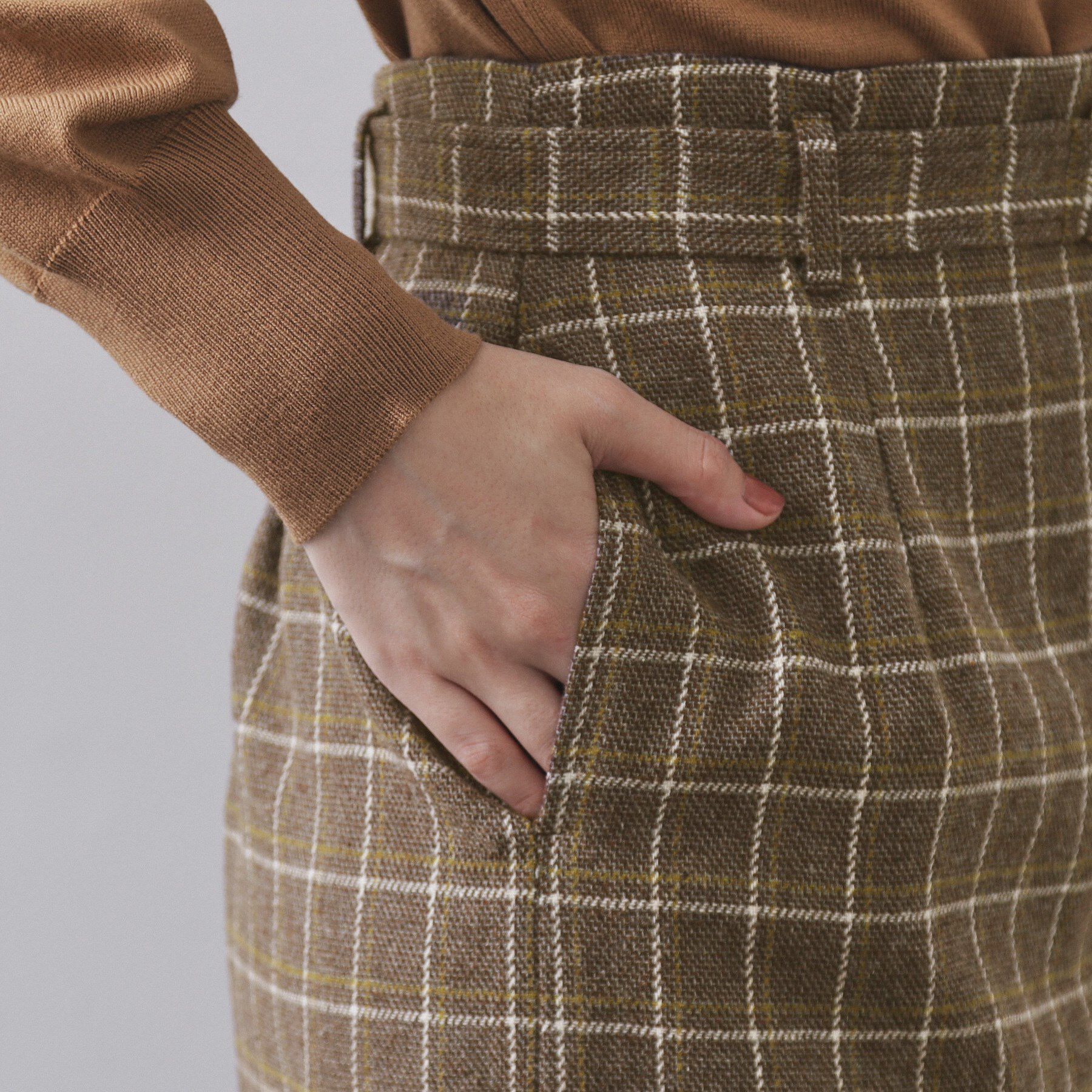 OPAQUE.CLIP「チェックツイード ラップ風ナロースカート【洗濯機OK】」|スカート|