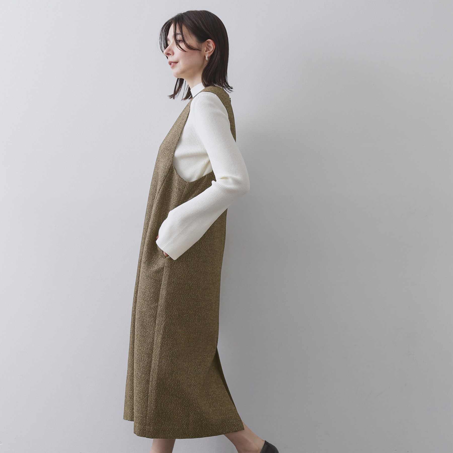 OPAQUE.CLIP「ラメツイードジャンスカ【洗濯機OK】」|ワンピース|