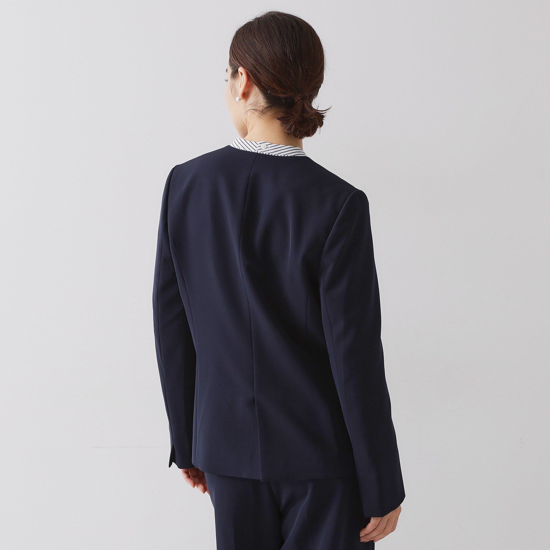 OPAQUE.CLIP「《通勤/セットアップ対応》 Vネックジャケット/ダブルクロス【洗濯機OK】」|ノーカラージャケット|