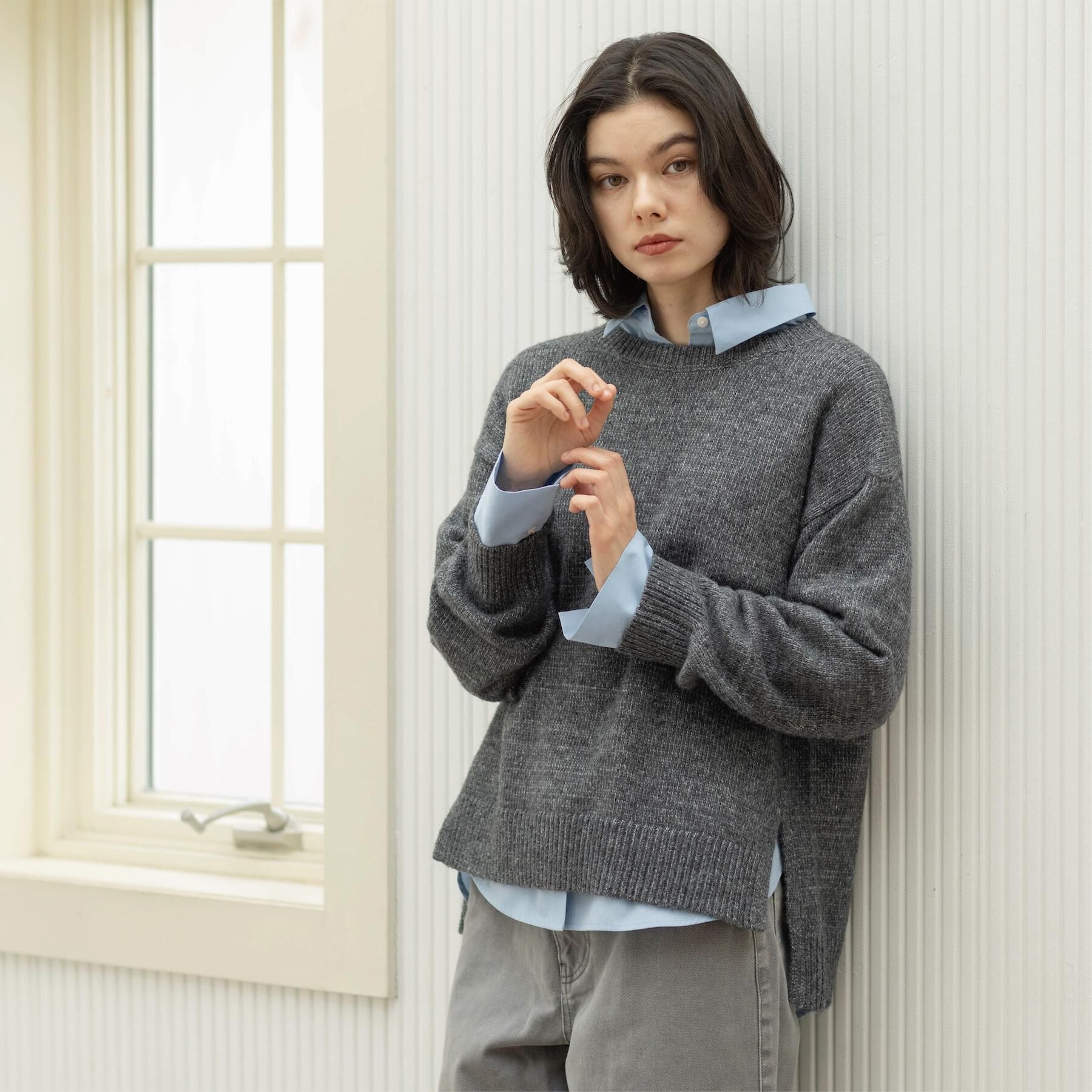 OPAQUE.CLIP「リラクシークルーネックニット【洗濯機OK】」|ニット・セーター|