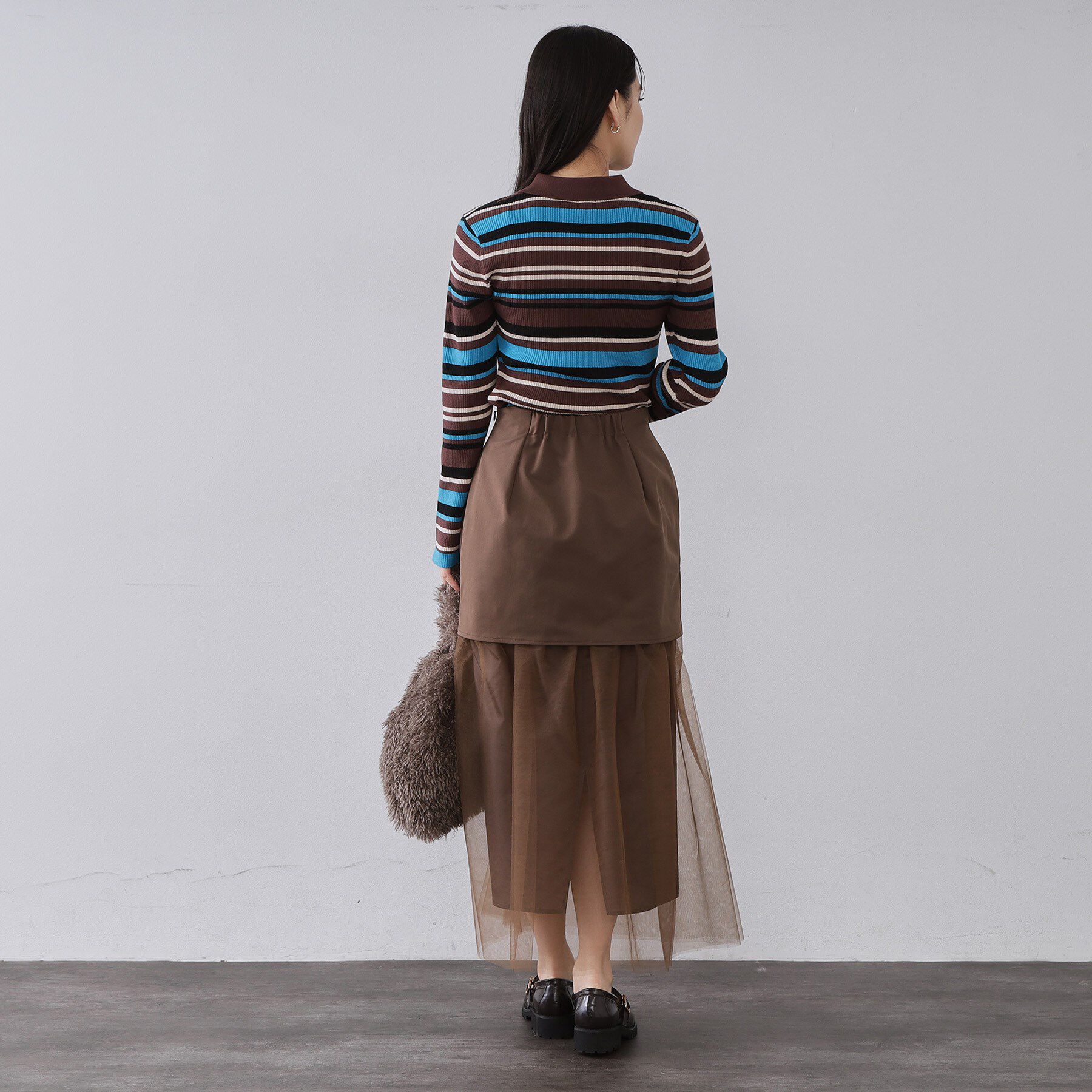 OPAQUE.CLIP「チュールドッキングデザインスカート【洗濯機OK】」|スカート|