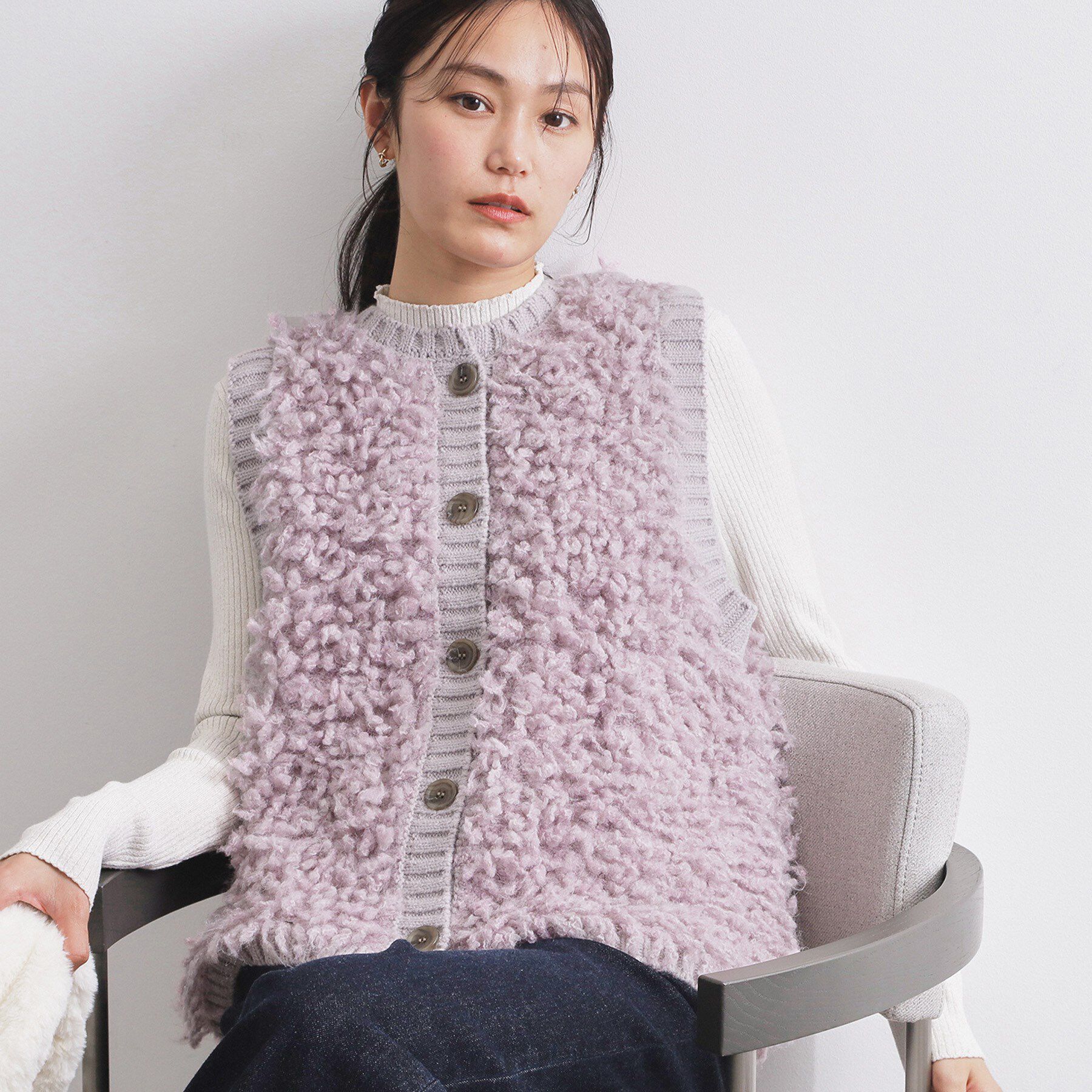 OPAQUE.CLIP「ループヤーンニットベスト【洗濯機OK】」|ベスト・ジレ|ラベンダー(080)
