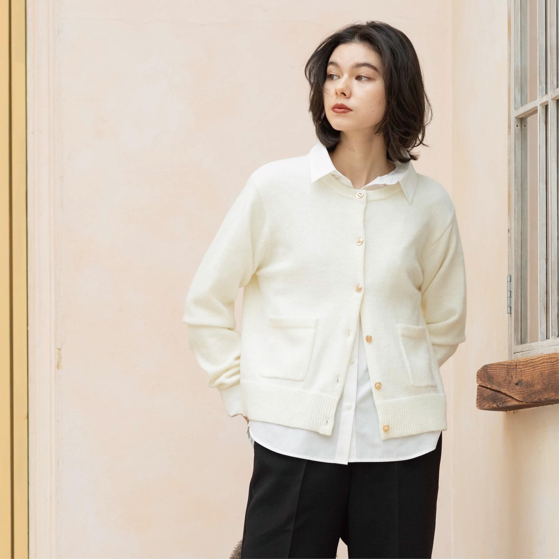 OPAQUE.CLIP「金ボタンラメニットカーディガン【洗濯機OK】」|カーディガン|