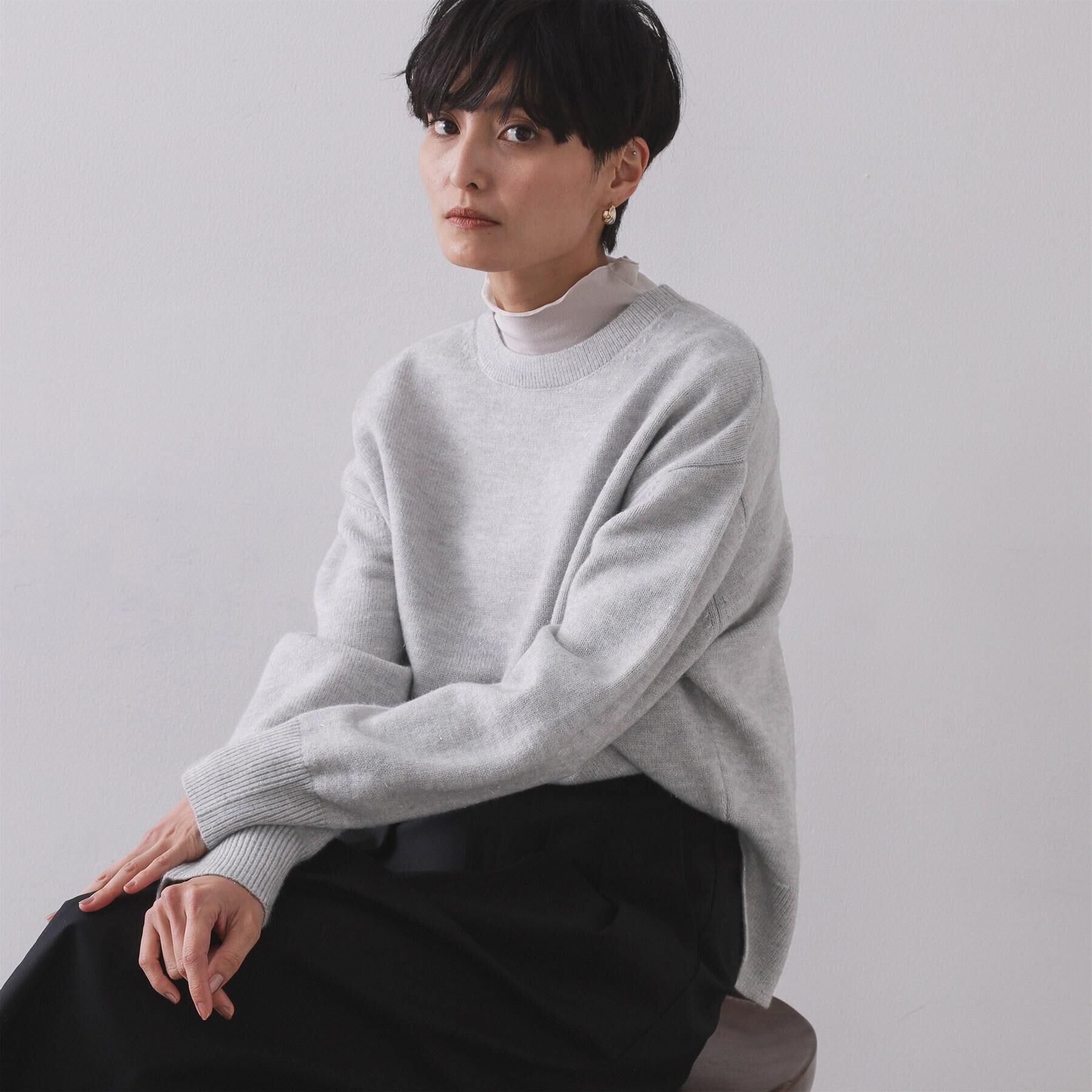 OPAQUE.CLIP「きらきらクルーミドルゲージニット【洗濯機OK】」|ニット・セーター|