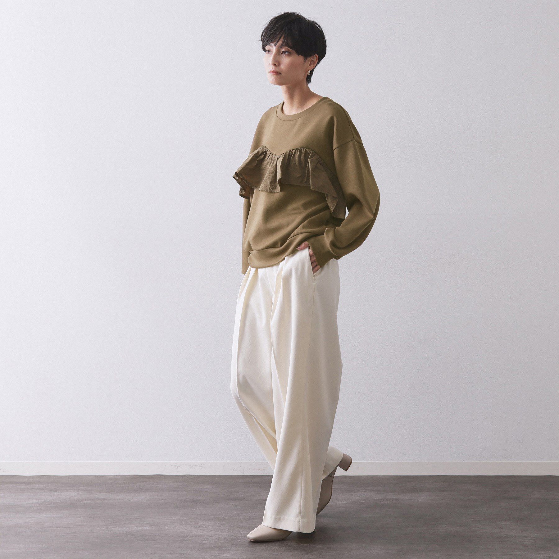 OPAQUE.CLIP「フリルドッキングトップス【洗濯機OK】」|Tシャツ・カットソー|