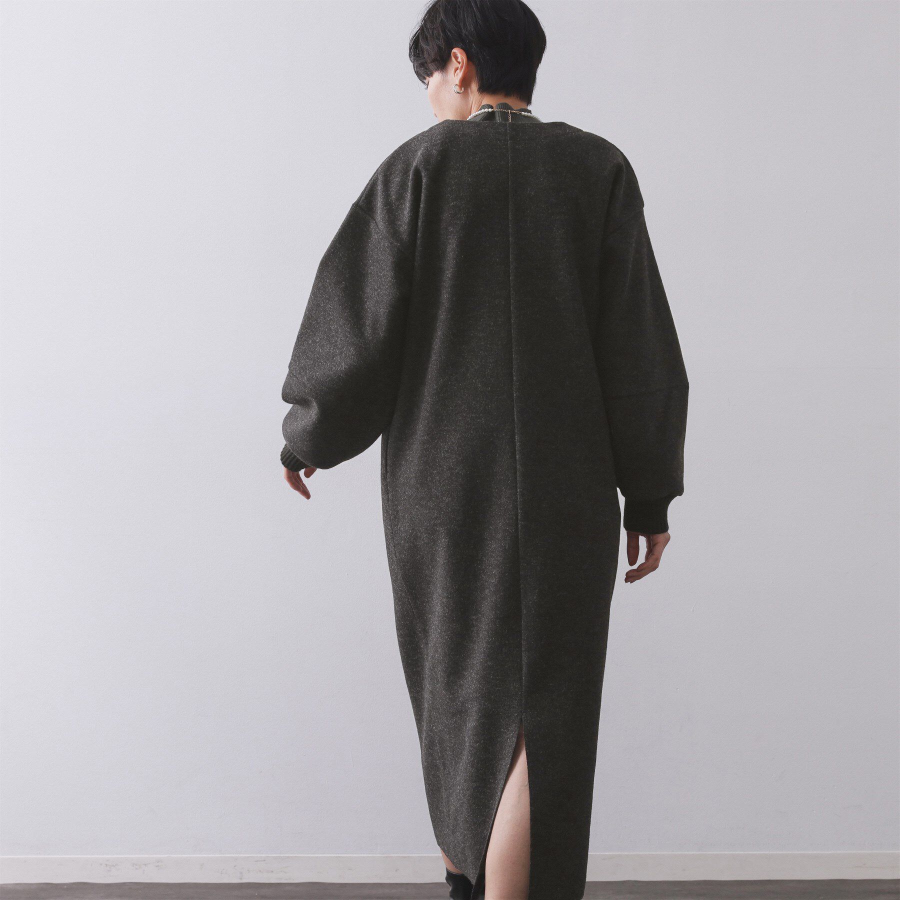 OPAQUE.CLIP「ストレッチメルトンキーネックワンピ【洗濯機OK】」|ワンピース|