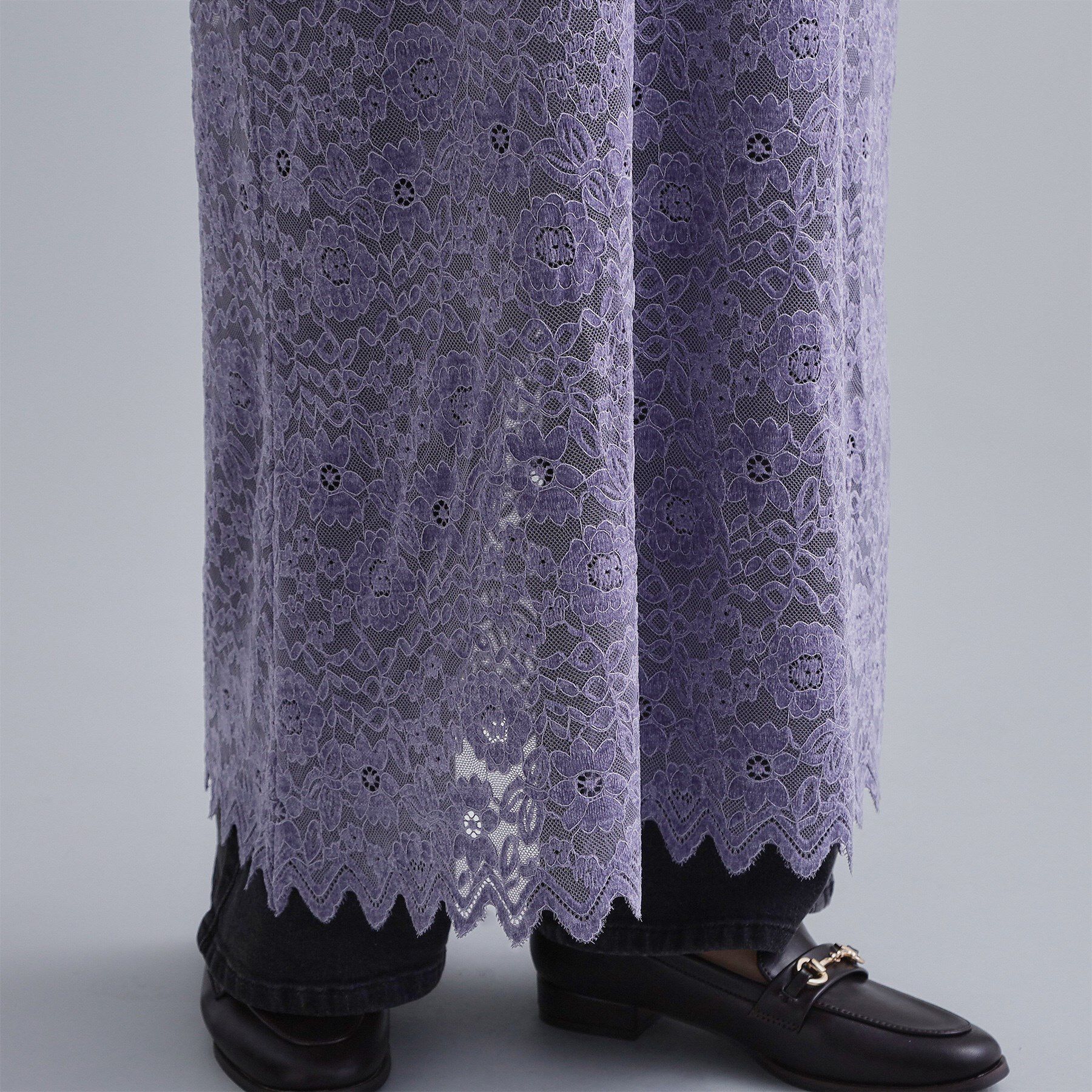 OPAQUE.CLIP「【es】フロッキーレースロングドレス」|ワンピース|