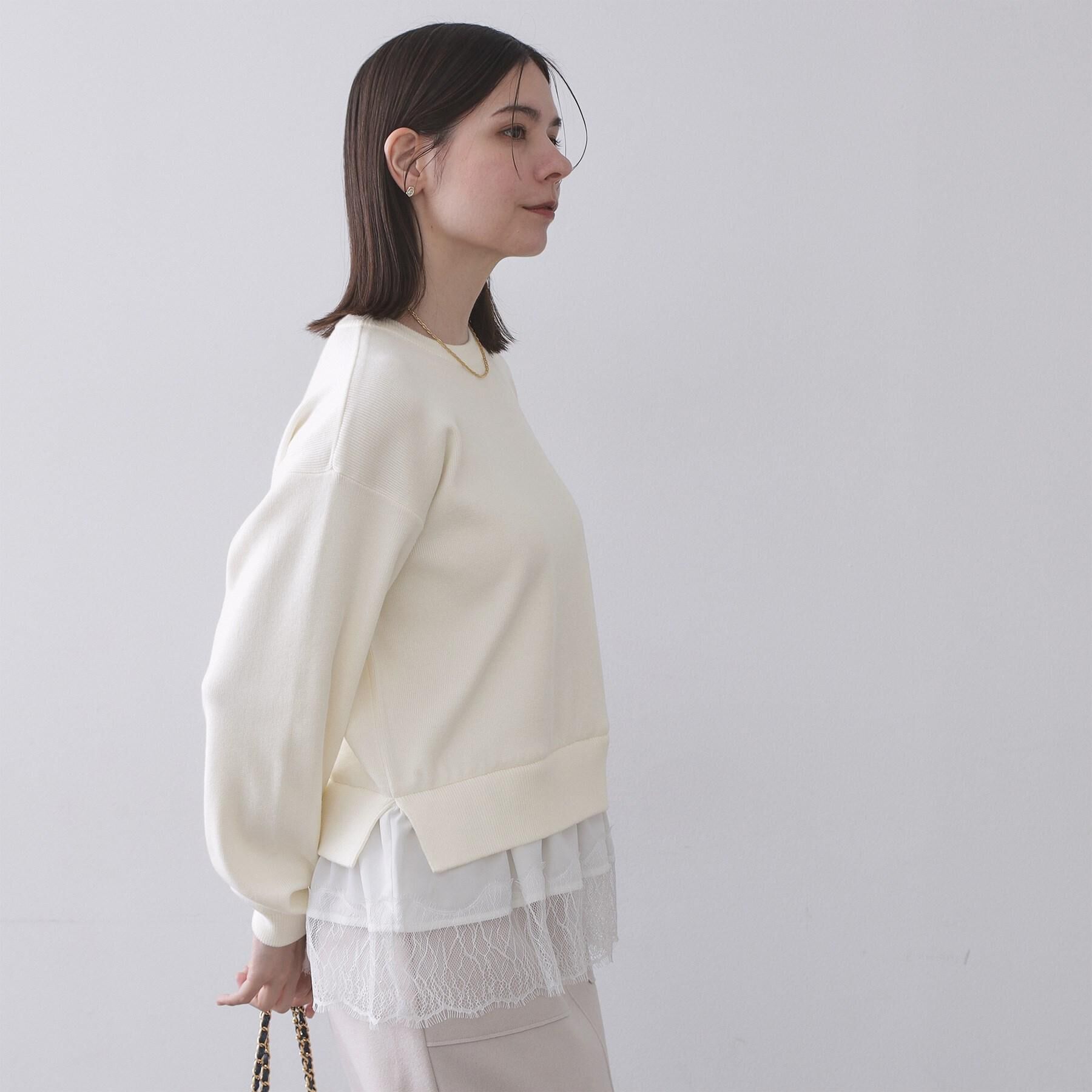 OPAQUE.CLIP「裾レースドッキングニット」|ニット・セーター|