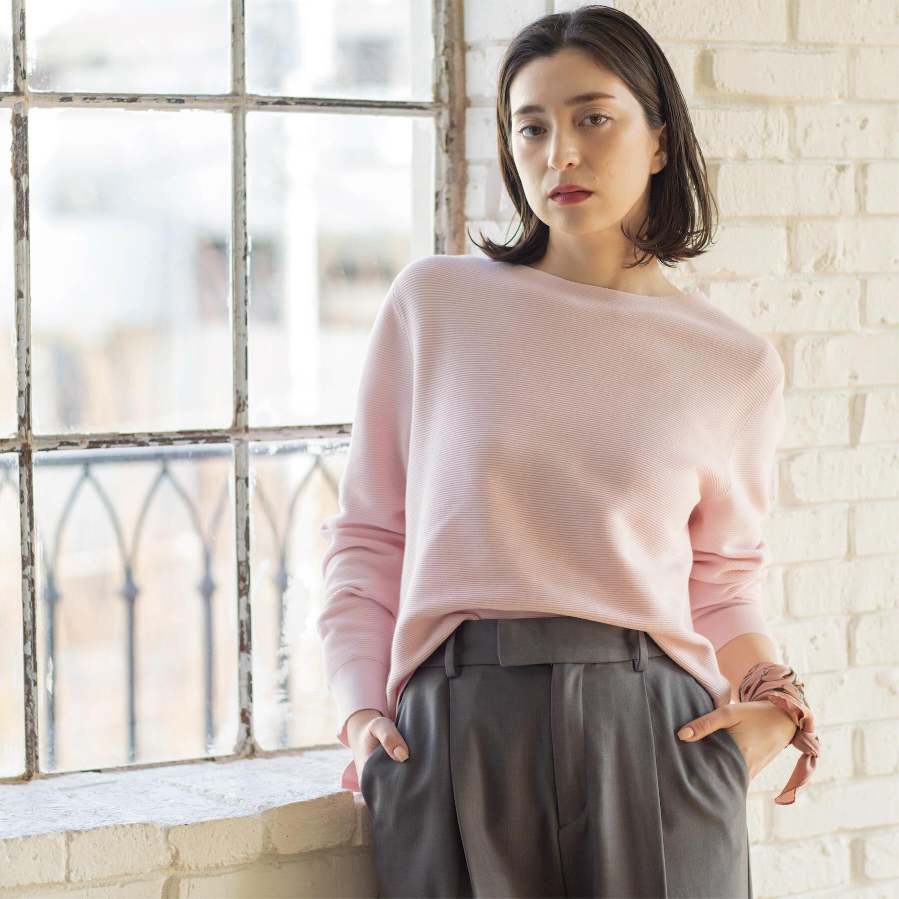 OPAQUE.CLIP「【UVケア】ボートネックガーターニット《6col/洗濯機OK》」|ニット・セーター|