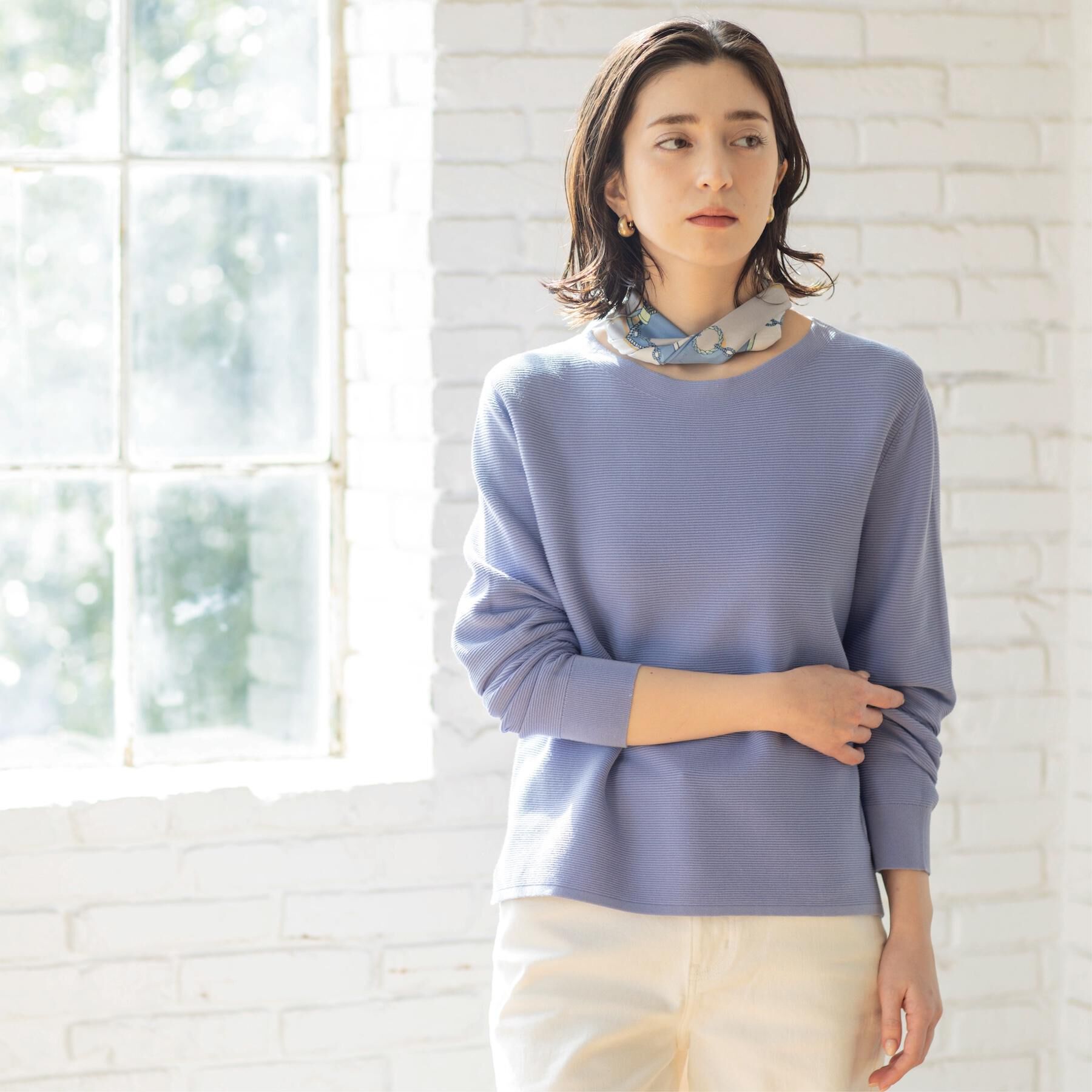 OPAQUE.CLIP「【UVケア】ボートネックガーターニット《6col/洗濯機OK》」|ニット・セーター|