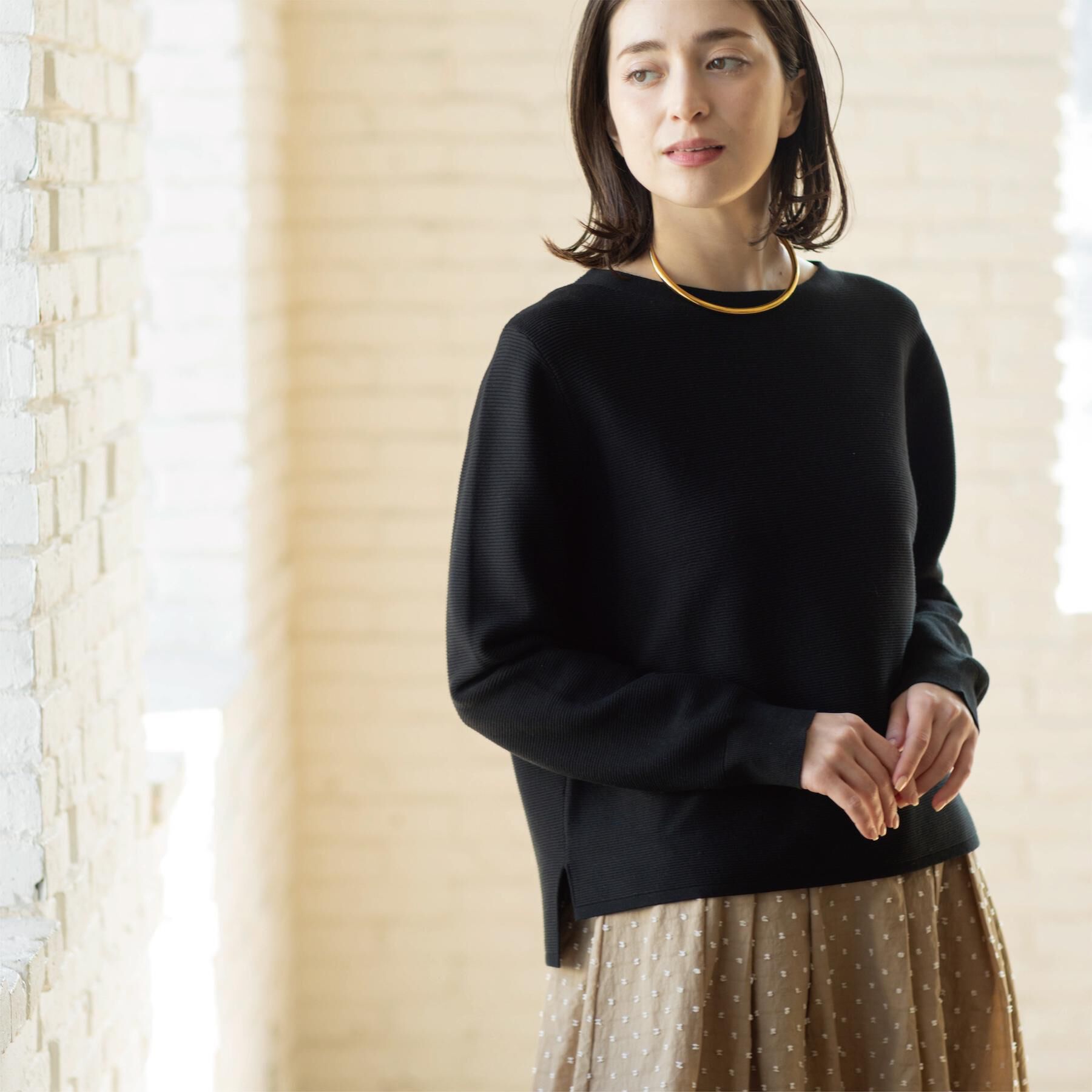 OPAQUE.CLIP「【UVケア】ボートネックガーターニット《6col/洗濯機OK》」|ニット・セーター|