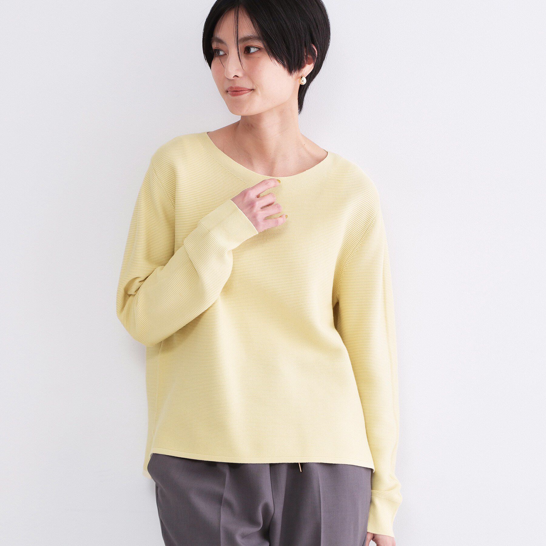 OPAQUE.CLIP「【UVケア】ボートネックガーターニット《6col/洗濯機OK》」|ニット・セーター|