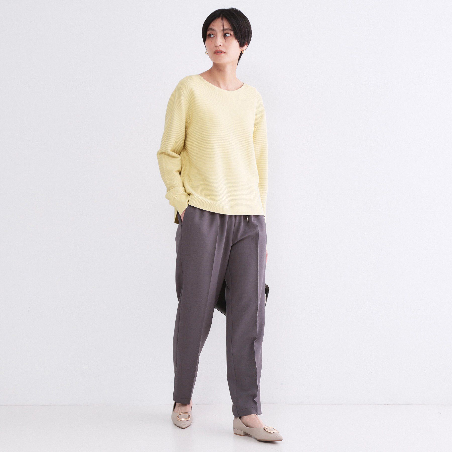 OPAQUE.CLIP「【UVケア】ボートネックガーターニット《6col/洗濯機OK》」|ニット・セーター|