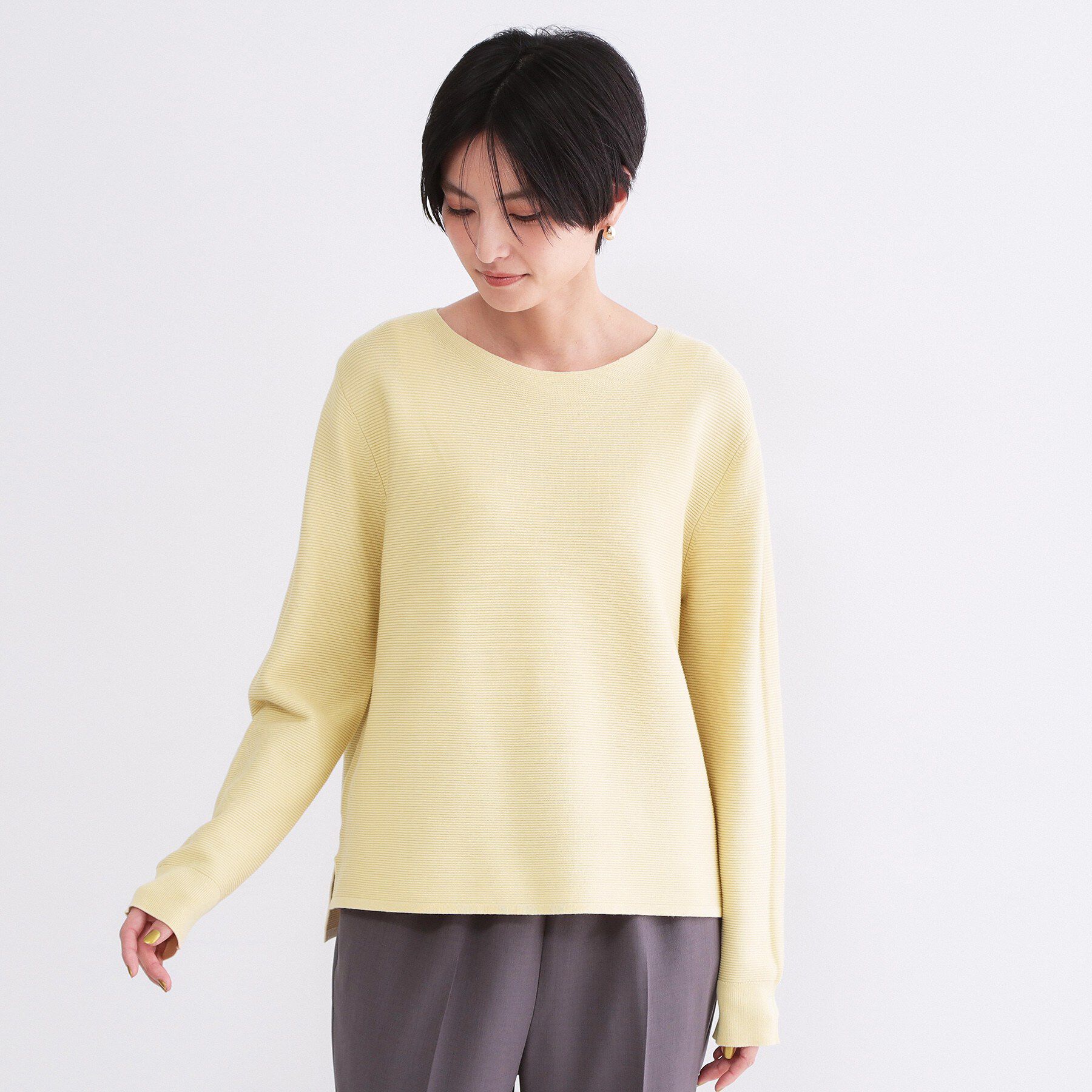 OPAQUE.CLIP「【UVケア】ボートネックガーターニット《6col/洗濯機OK》」|ニット・セーター|