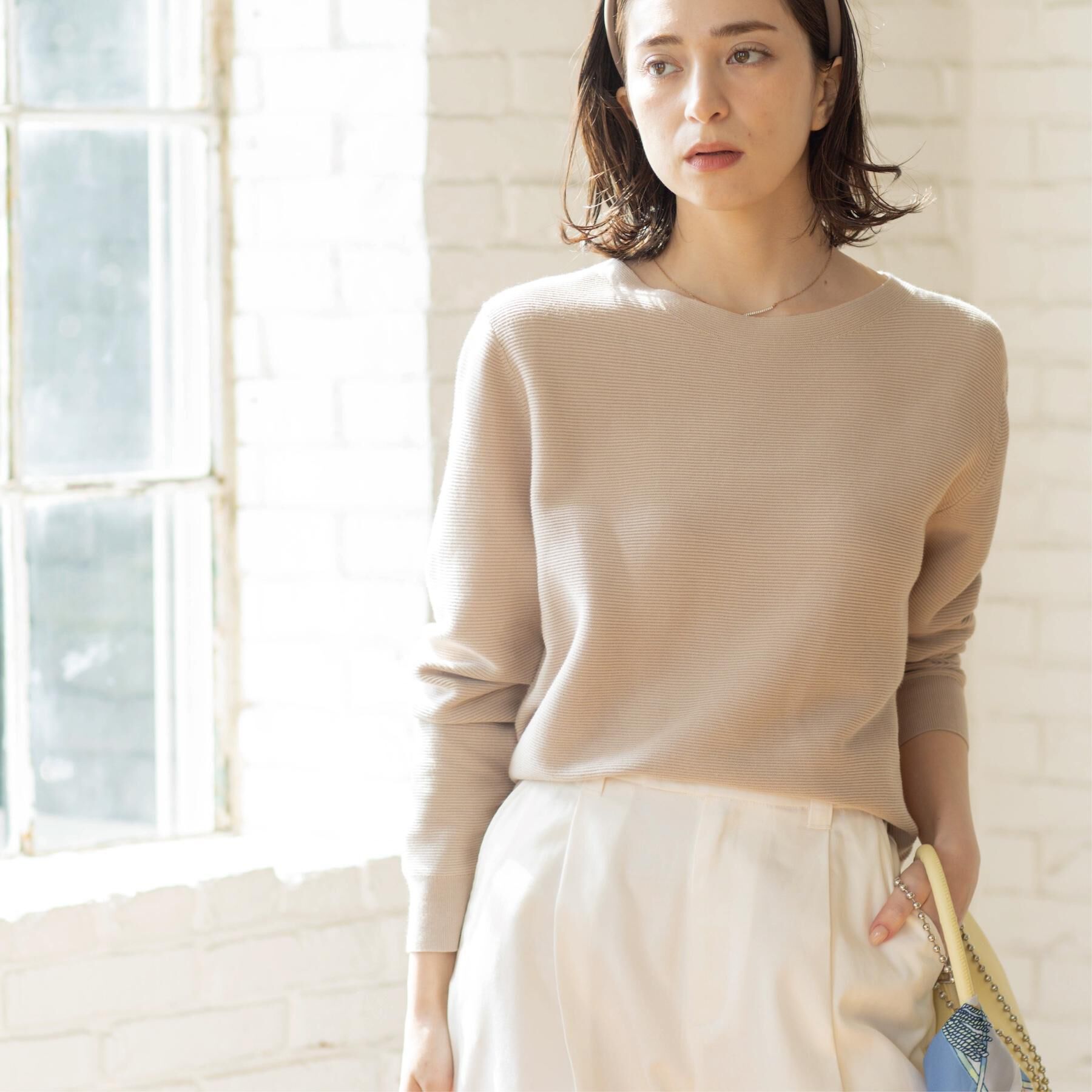 OPAQUE.CLIP「【UVケア】ボートネックガーターニット《6col/洗濯機OK》」|ニット・セーター|