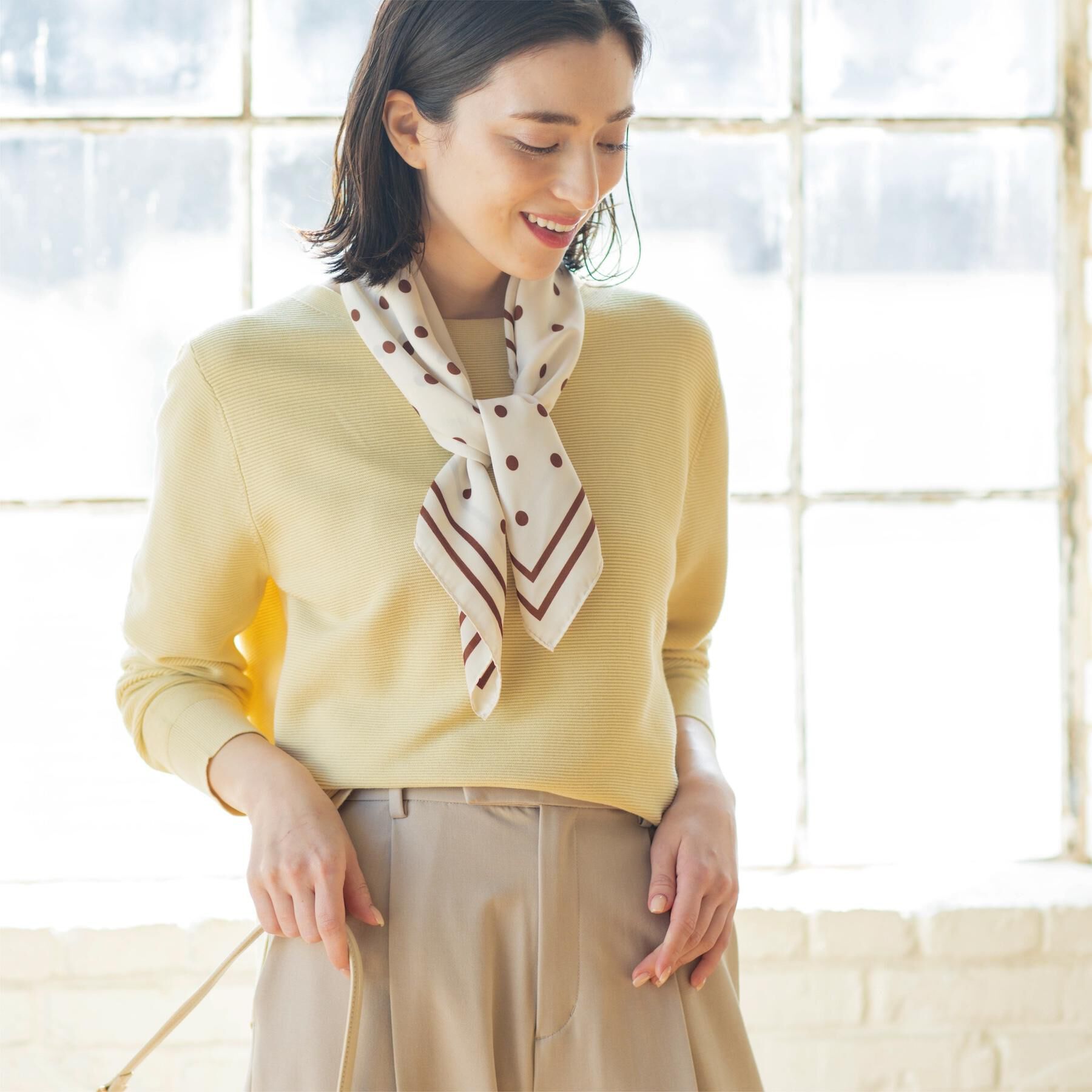 OPAQUE.CLIP「【UVケア】ボートネックガーターニット《6col/洗濯機OK》」|ニット・セーター|ライトイエロー(83