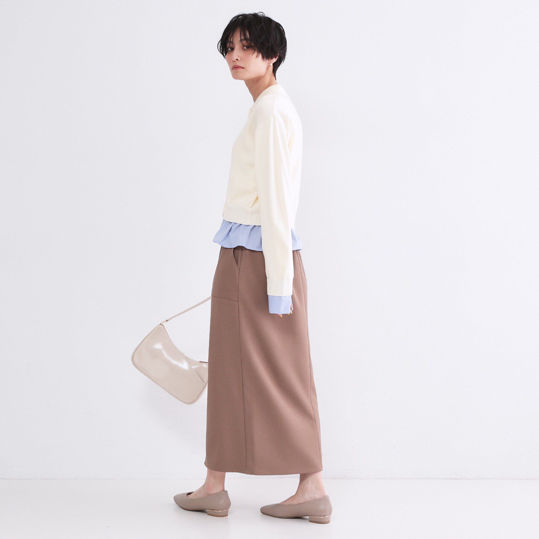 OPAQUE.CLIP「ポロ衿シャツドッキングニット【洗濯機OK】」|カーディガン|