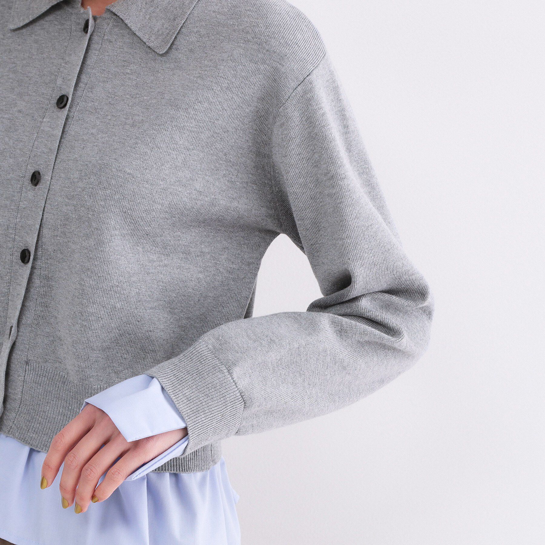 OPAQUE.CLIP「ポロ衿シャツドッキングニット【洗濯機OK】」|カーディガン|