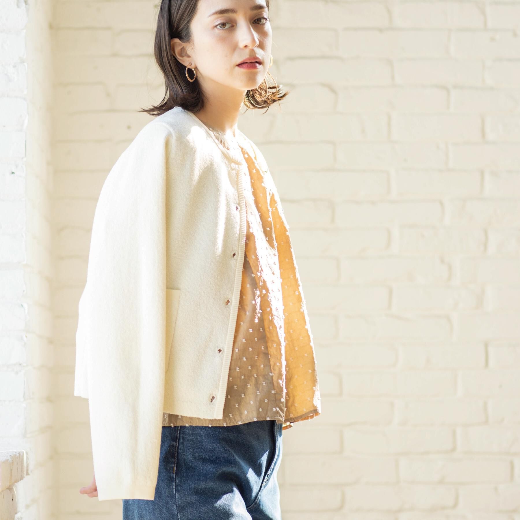 OPAQUE.CLIP「ブークレ金ボタンニットカーディガン【洗濯機OK】」|カーディガン|