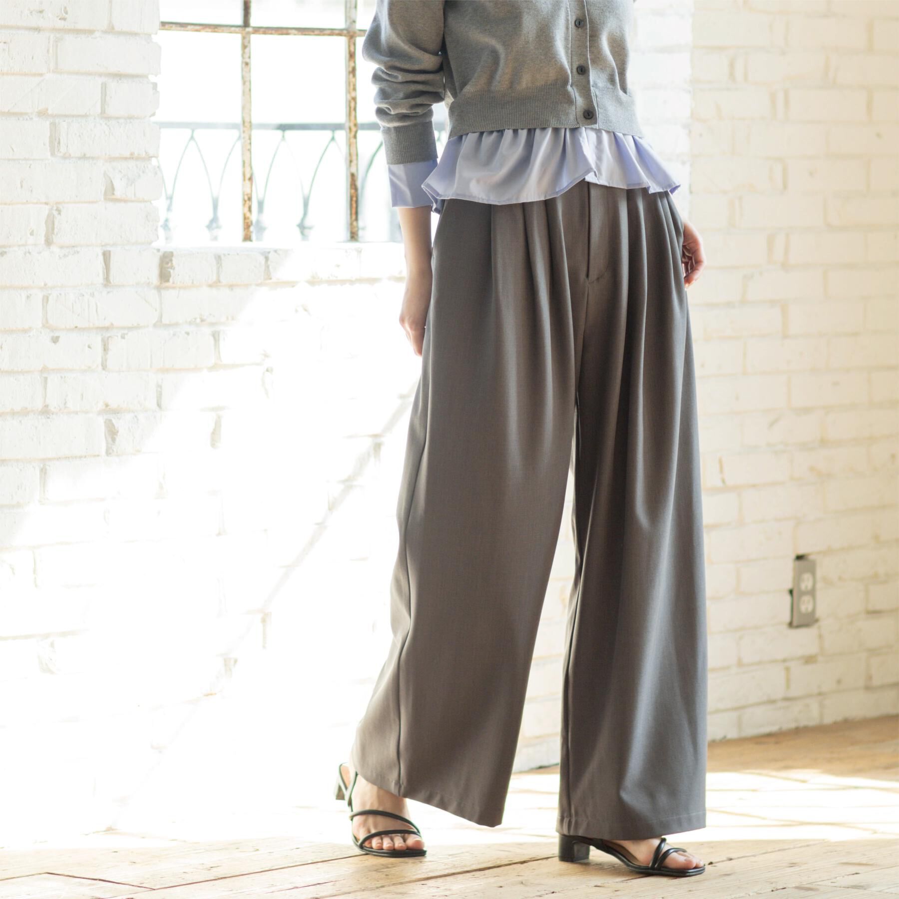 OPAQUE.CLIP「美脚ストレッチ イージータックワイドパンツ【洗濯機OK】」|その他|