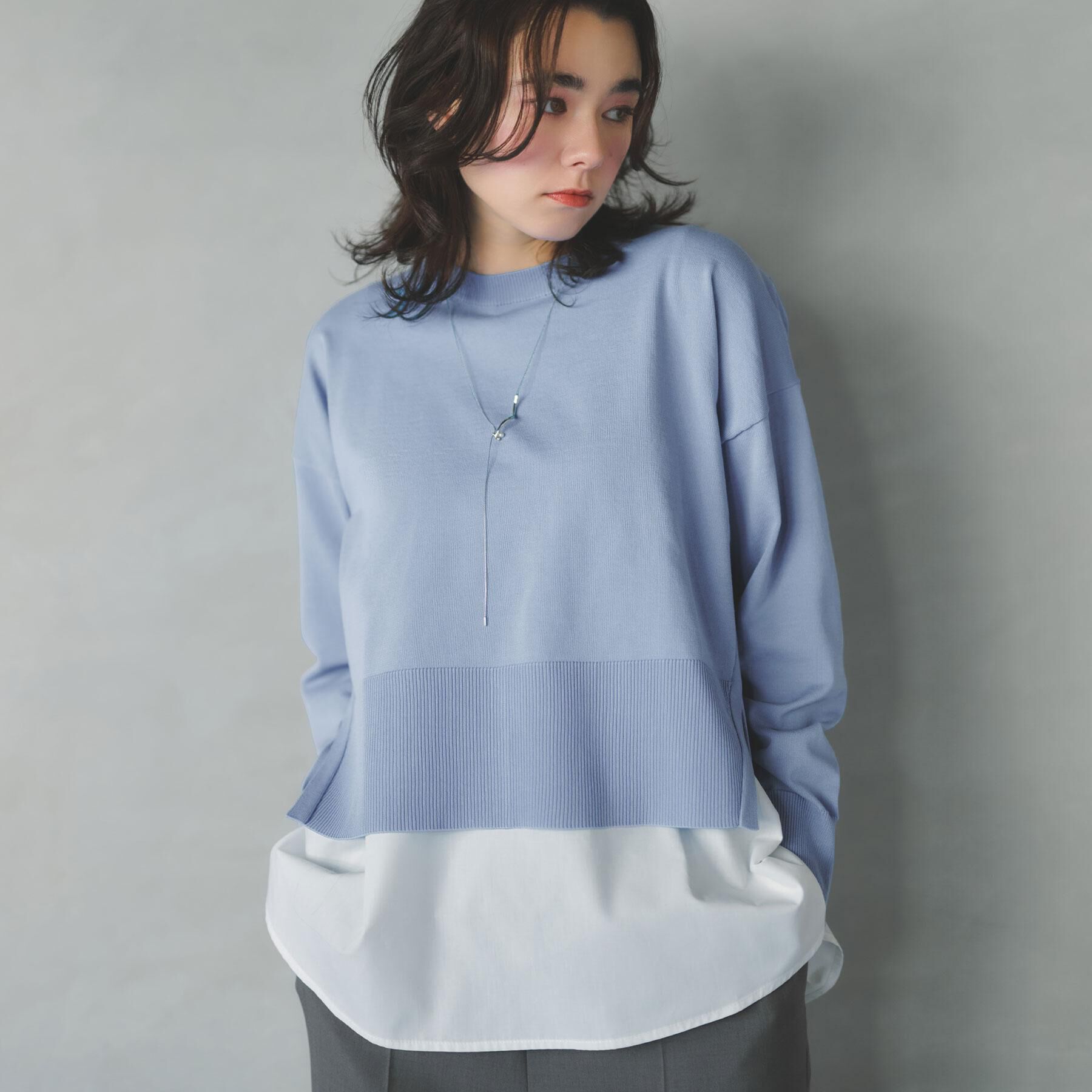 OPAQUE.CLIP「《ツインセット》ワイドニット&times;裾フレアタンクトップ【洗濯機OK】」|ニット・セーター|