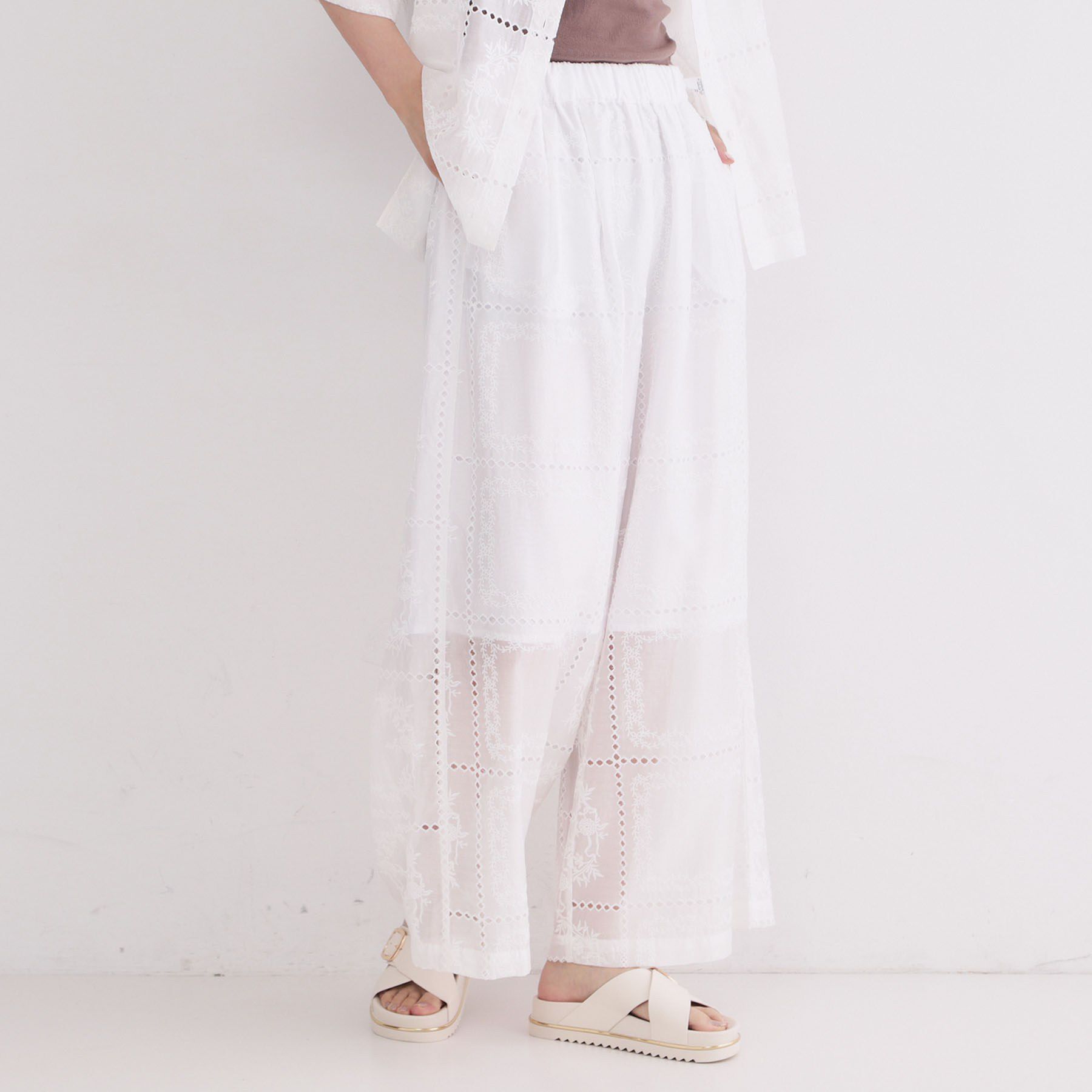 OPAQUE.CLIP「刺繍イージーワイドパンツ／セットアップ対応可【洗濯機OK】」|その他|