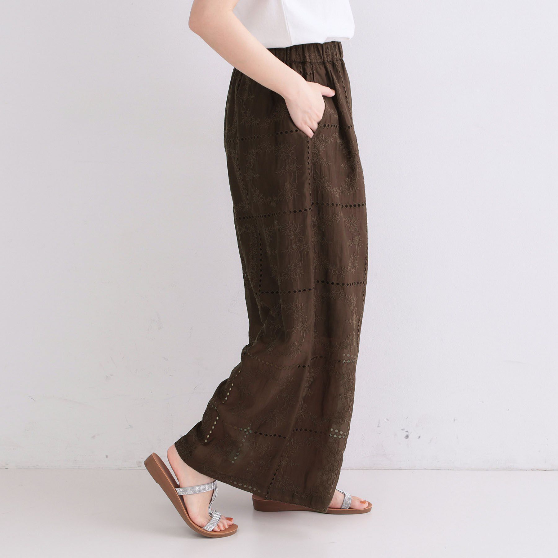 OPAQUE.CLIP「刺繍イージーワイドパンツ／セットアップ対応可【洗濯機OK】」|その他|