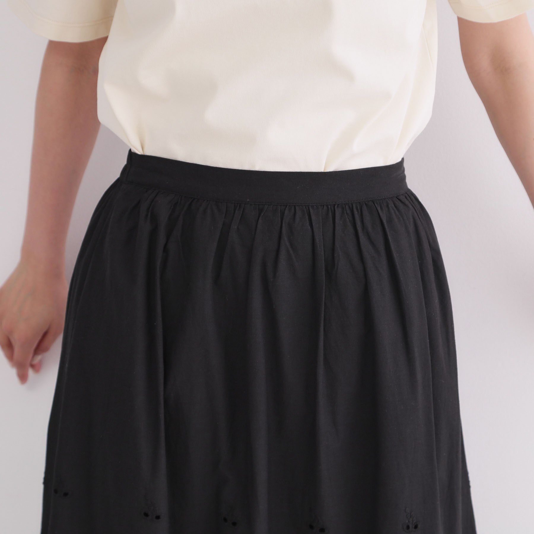 OPAQUE.CLIP「カットワークレースギャザーマキシスカート【洗濯機OK】」|スカート|