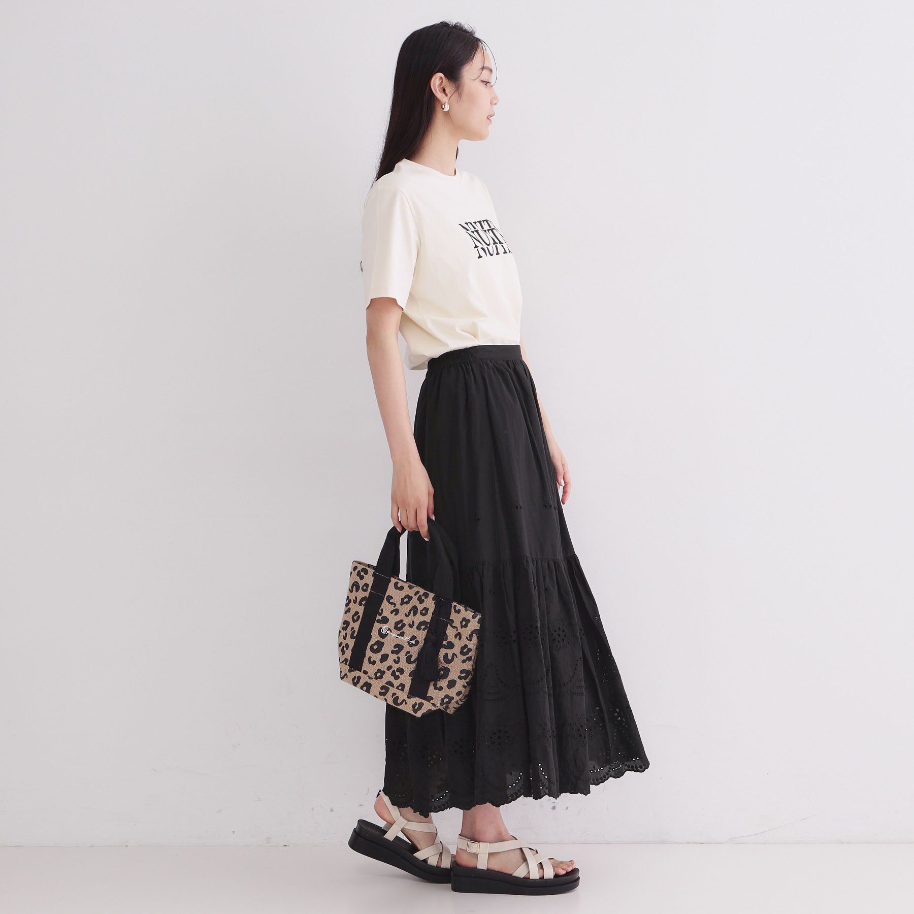 OPAQUE.CLIP「カットワークレースギャザーマキシスカート【洗濯機OK】」|スカート|