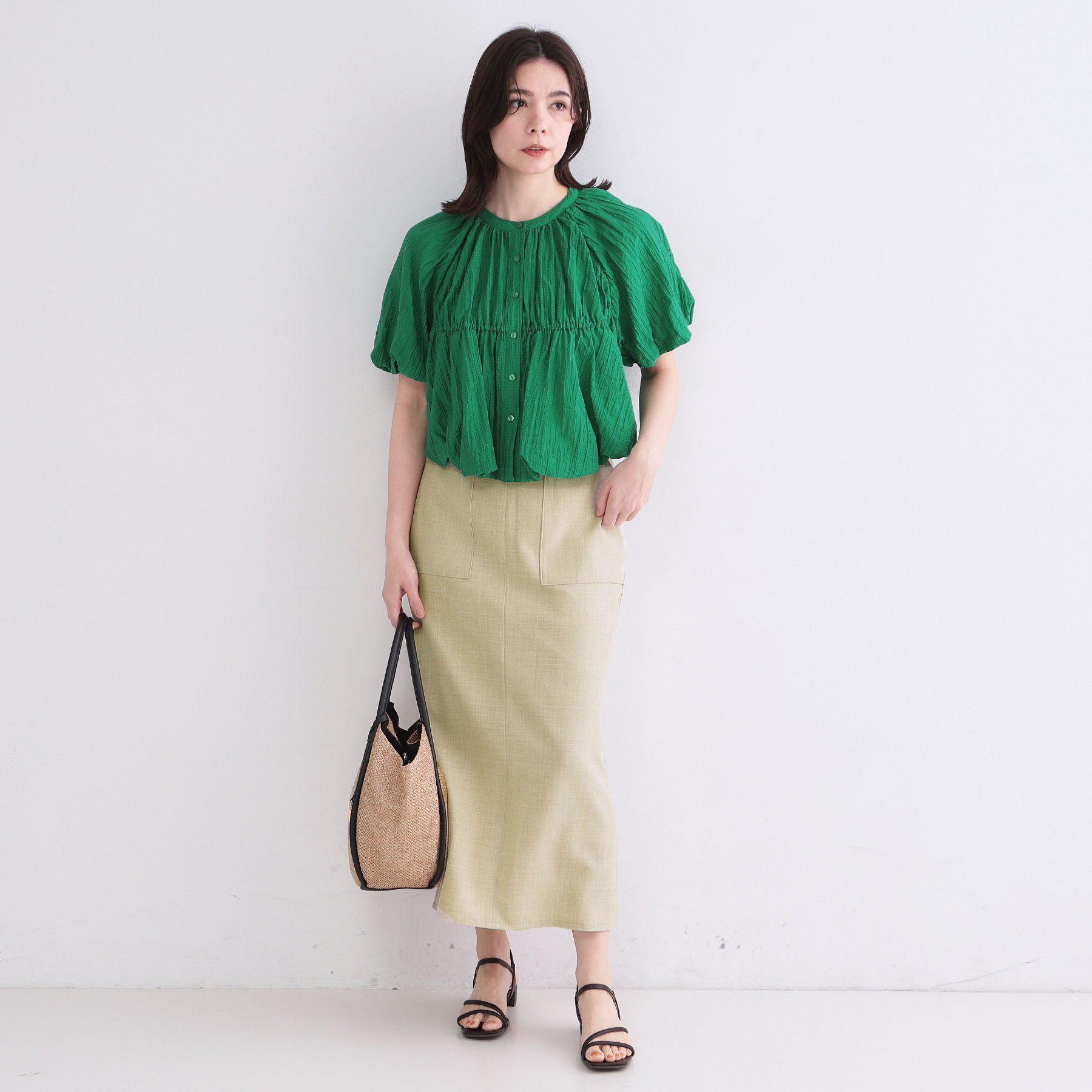 OPAQUE.CLIP「ストレッチリネンライクタイトスカート【洗濯機OK】」|スカート|