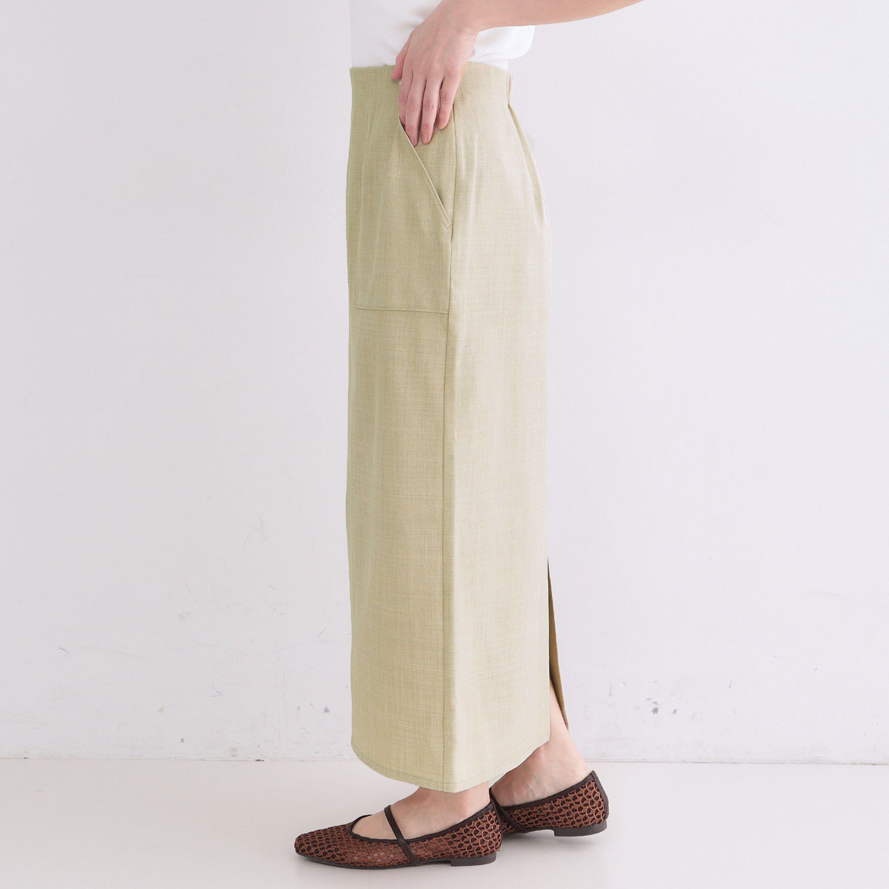 OPAQUE.CLIP「ストレッチリネンライクタイトスカート【洗濯機OK】」|スカート|