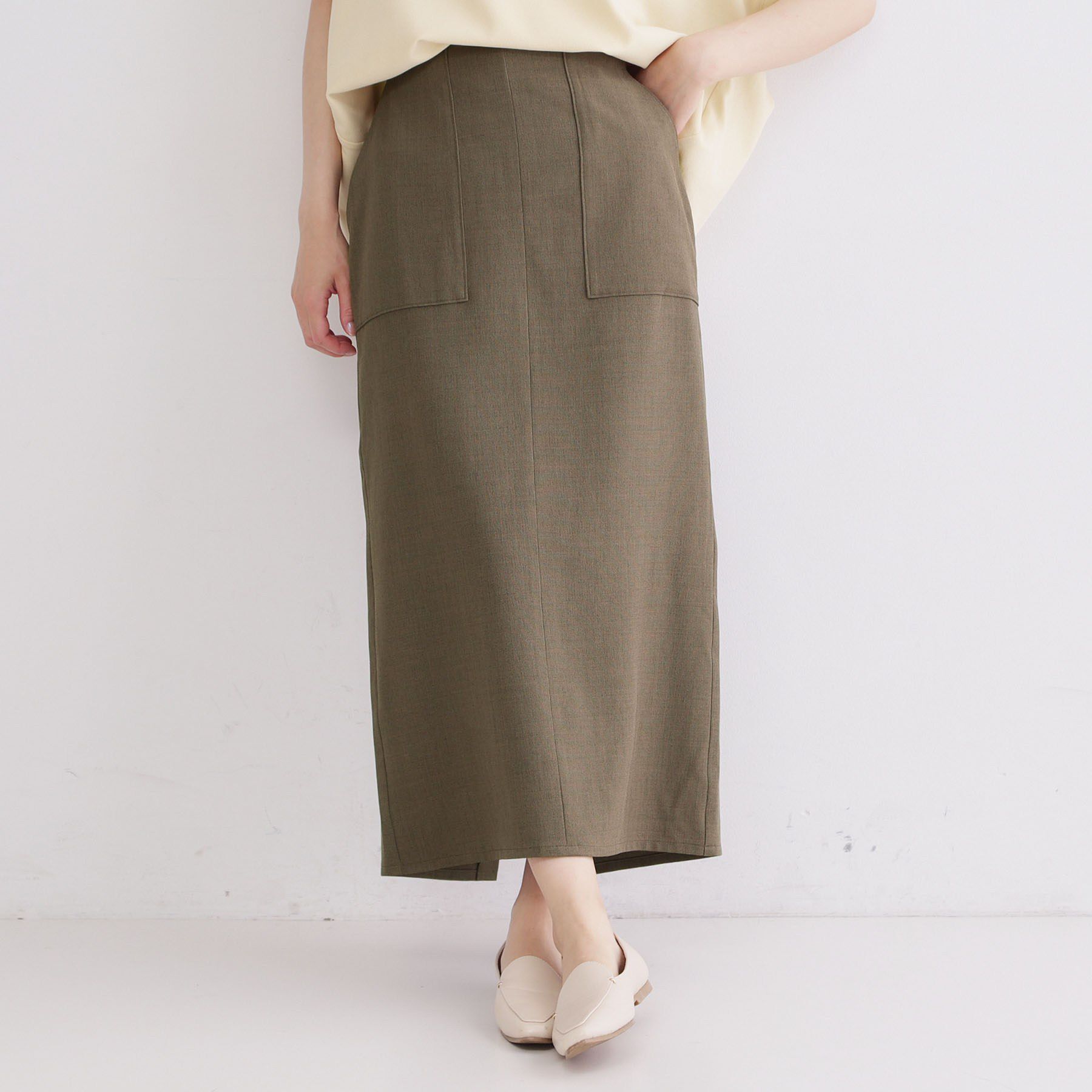 OPAQUE.CLIP「ストレッチリネンライクタイトスカート【洗濯機OK】」|スカート|モカブラウン(042