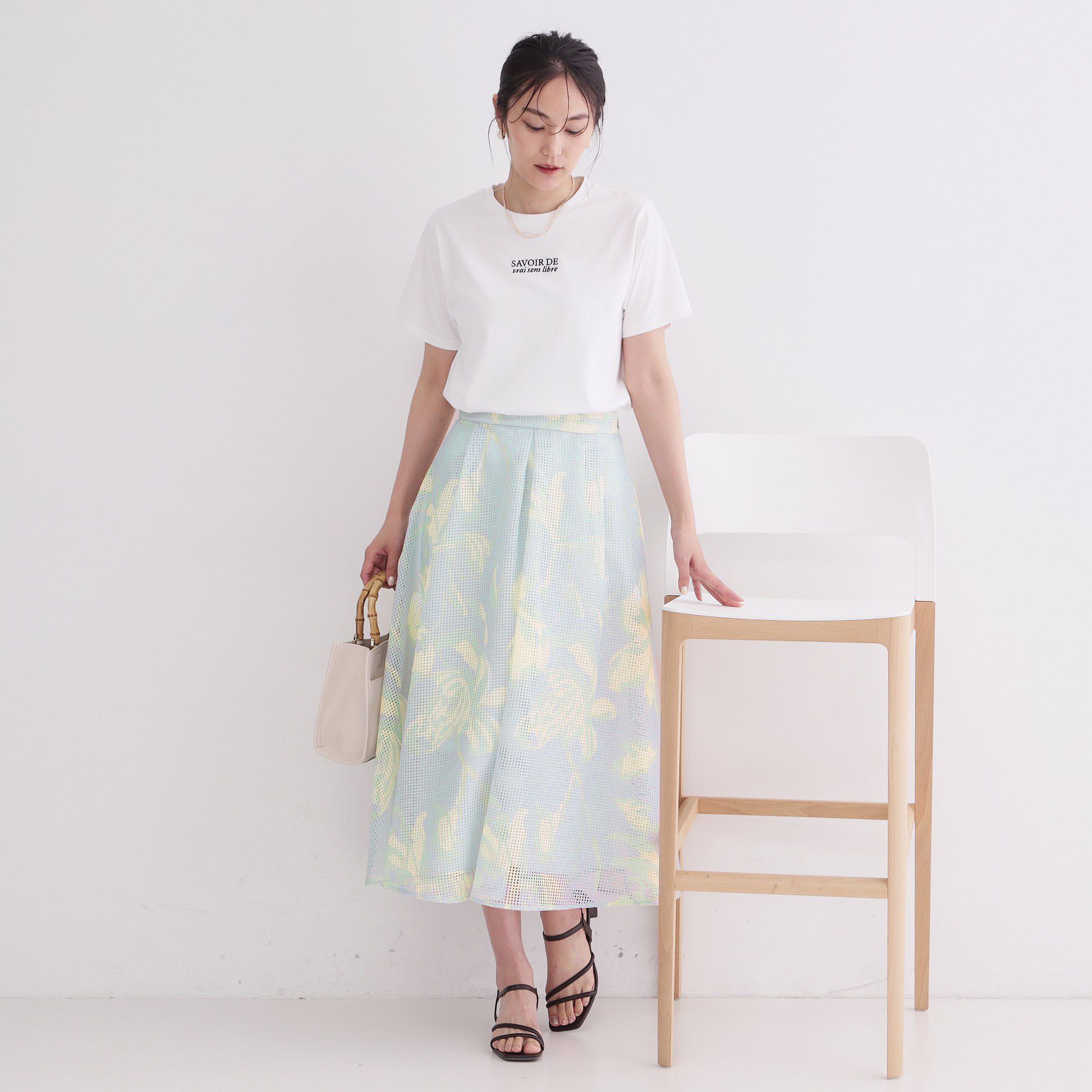 OPAQUE.CLIP「プリントアソートメッシュフレアスカート【洗濯機OK】」|スカート|