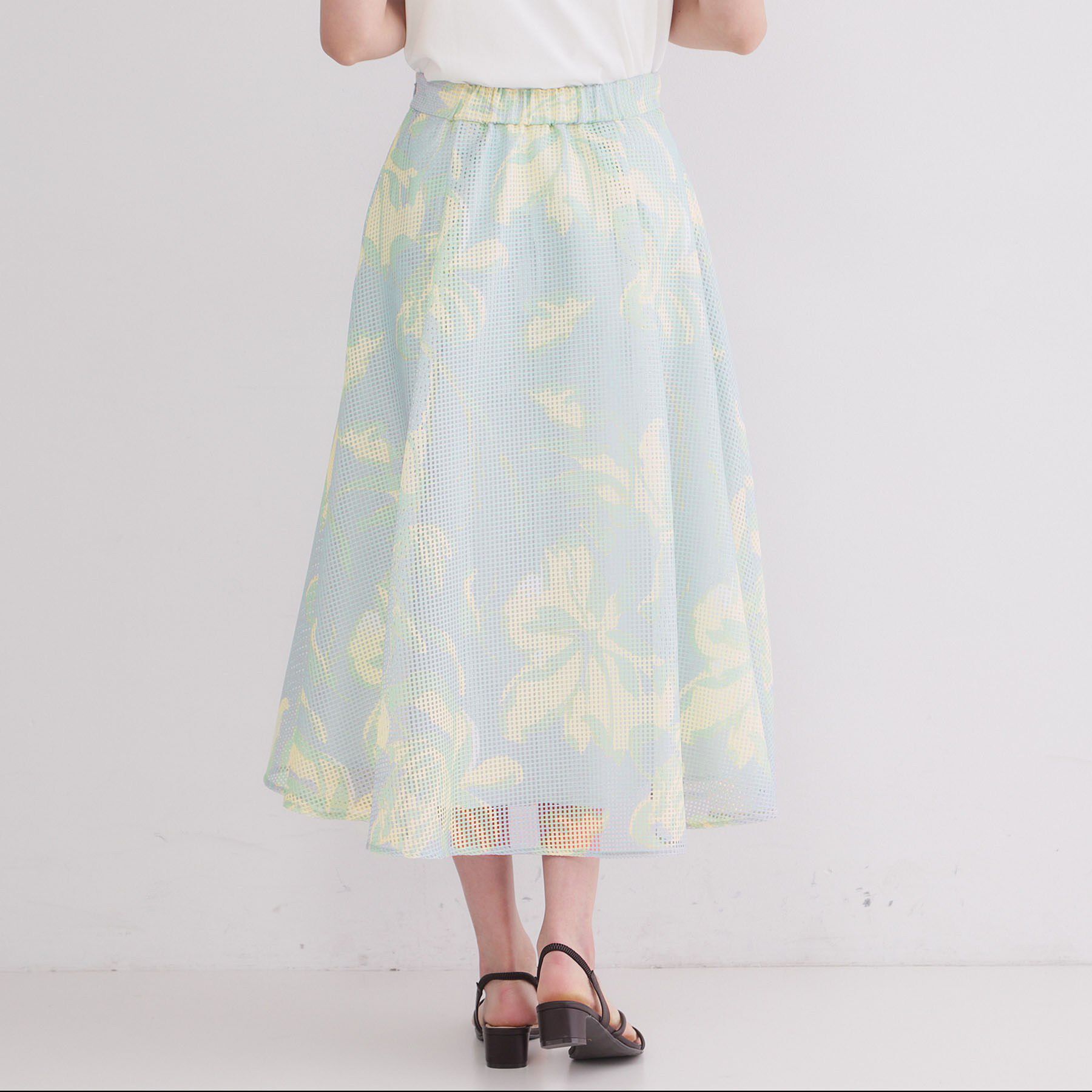 OPAQUE.CLIP「プリントアソートメッシュフレアスカート【洗濯機OK】」|スカート|