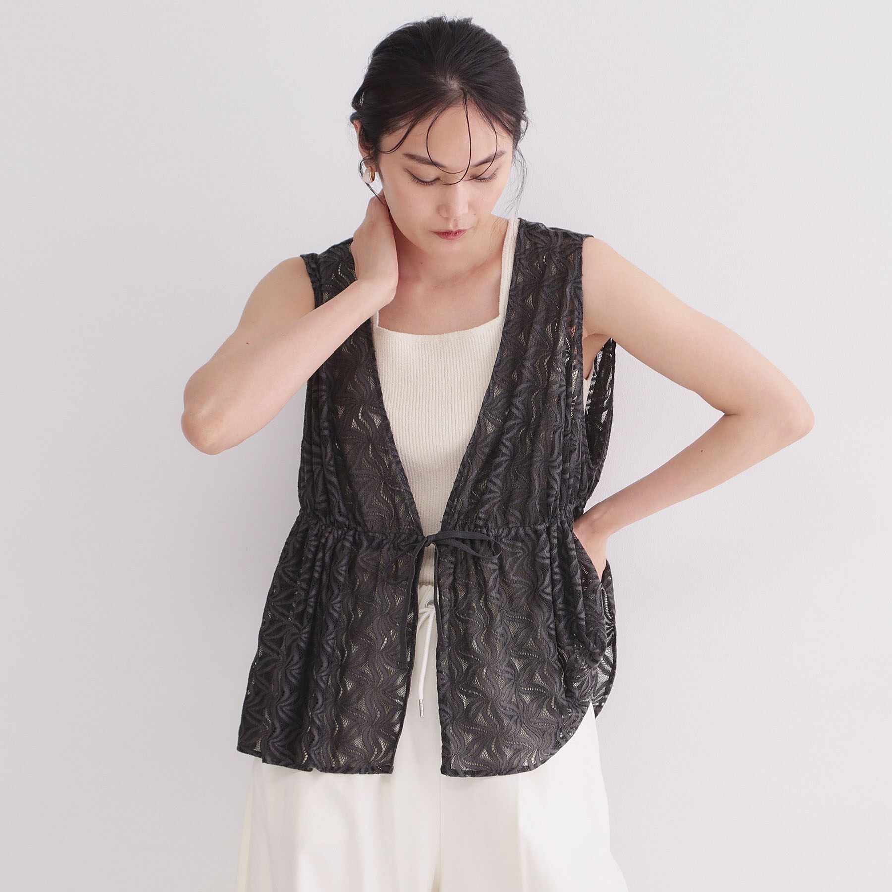 OPAQUE.CLIP「レースペプラムジレ【洗濯機OK】」|シャツ・ブラウス|