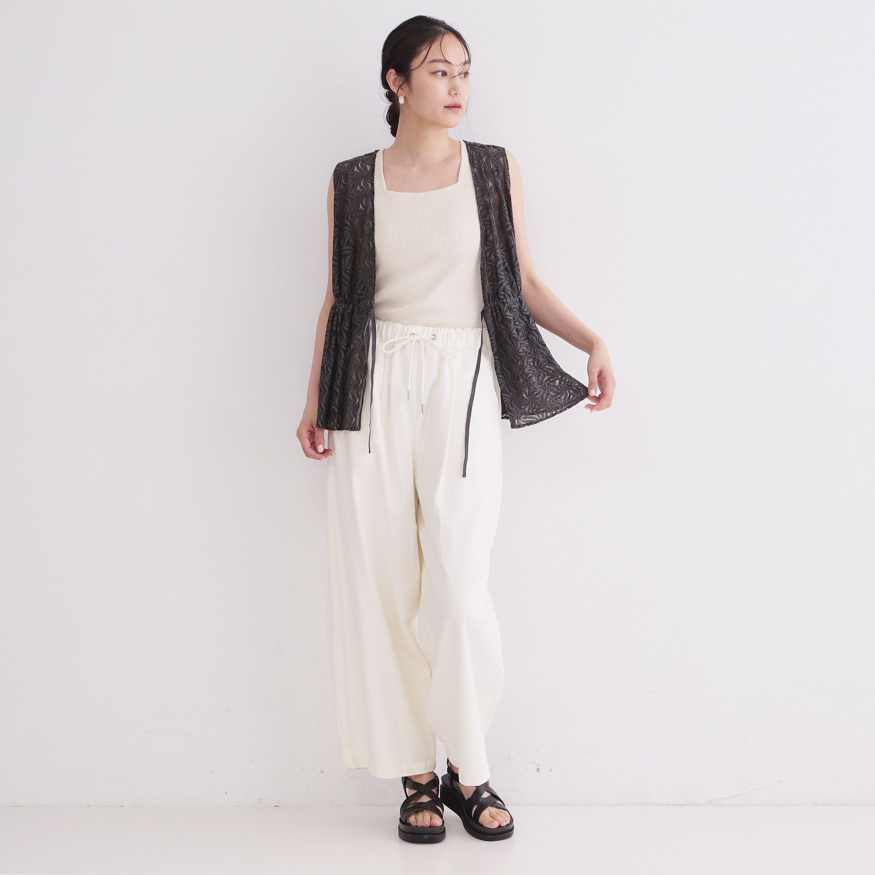 OPAQUE.CLIP「レースペプラムジレ【洗濯機OK】」|シャツ・ブラウス|